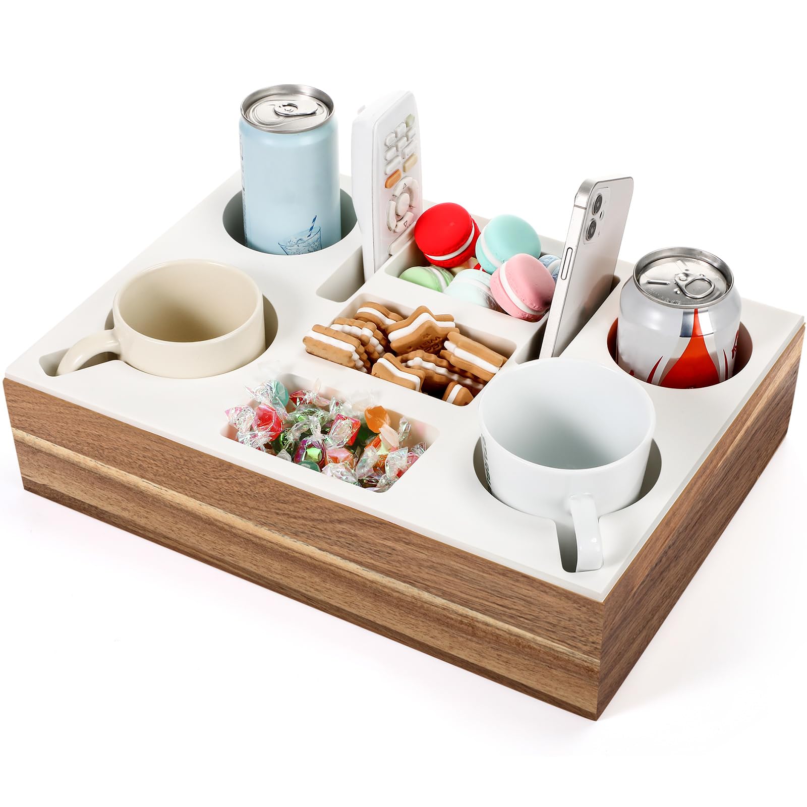 Yerliker Couch Cup Holder Tray, Silicone Couch Caddy Waterproof Anti-spill Sofa Cup Holder for Sofa Bed Car Seat Organizer, Christmas Hold Mugs,