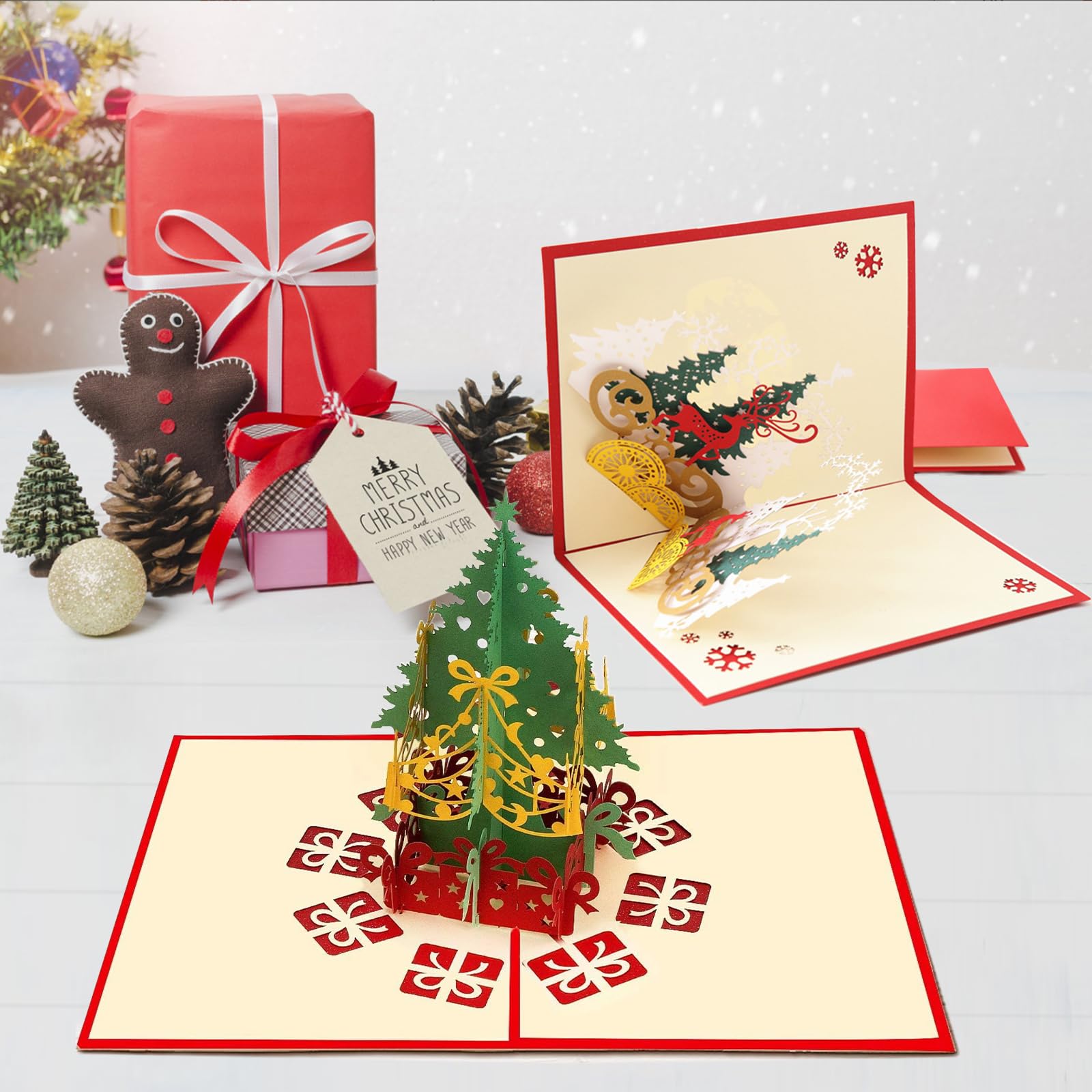 Gutschein Karte Weihnachten Favour Pop Up 3D Weihnachtskarte Mit Wichtel - Handgemachte Popup-Karte Für Geldgeschenke & Gutscheine Geldgeschenk Karte