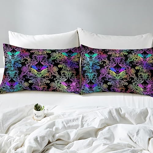 Miniatura 9 de Sábanas de damasco negro para adultos, sábana bajera ajustable barroca victoriana antigua, tamaño Queen, sábanas florales góticas vintage, juego de