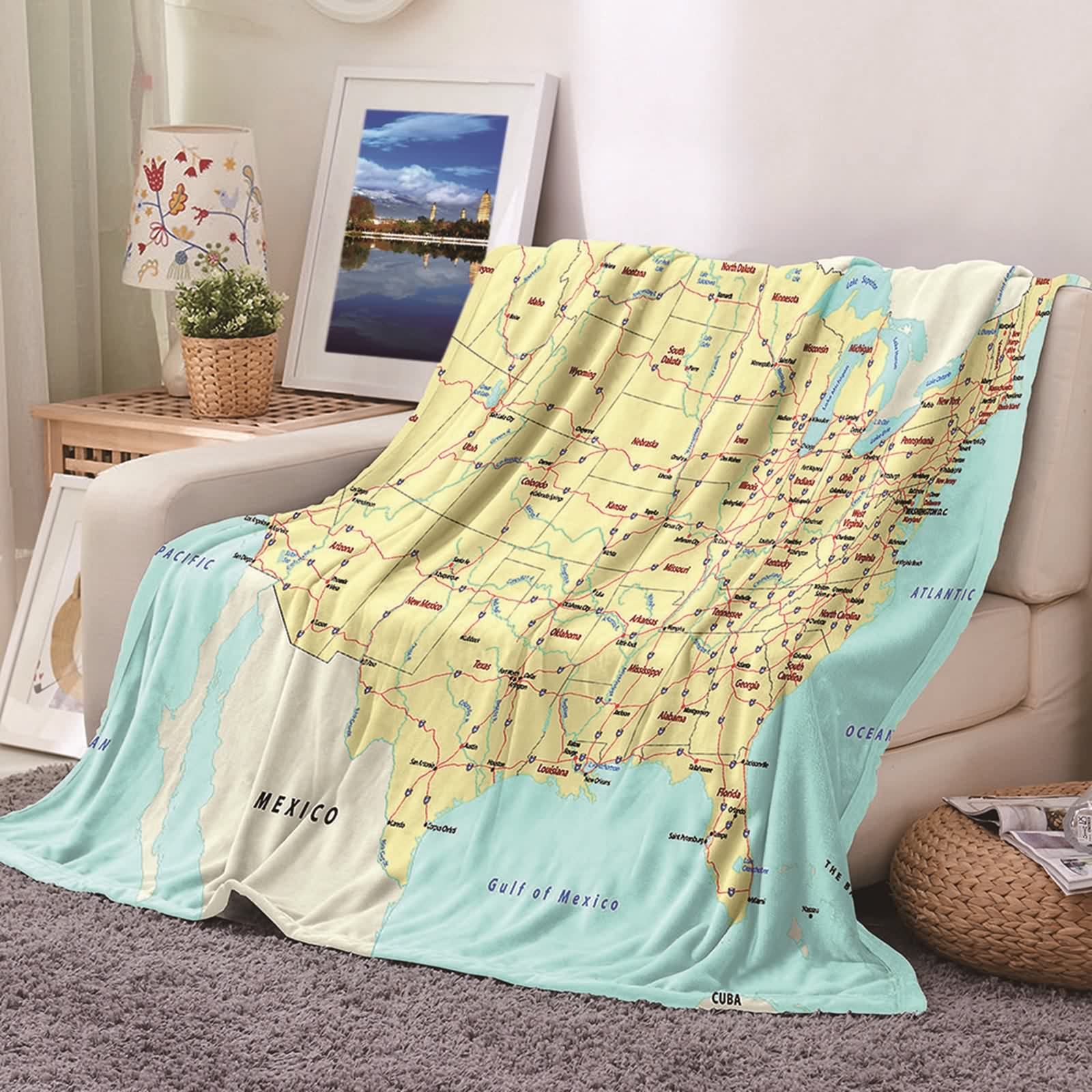 Plaid polaire 180x240cm KnSam jeté de canapé flannel chaude et couverture de lit douce