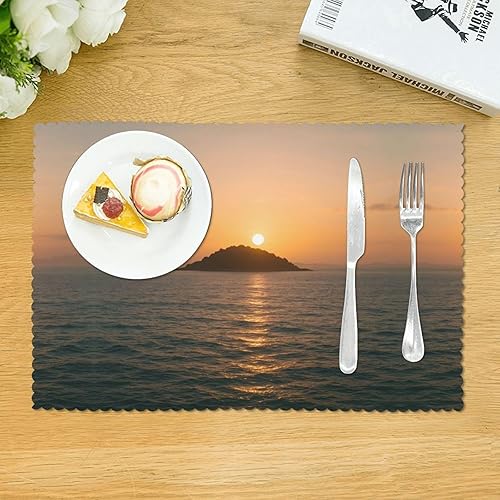 Miniatura 3 de Rectangular Placemats Set of 4, Heat Resistant Island Printed Kitchen Dining Table Mats