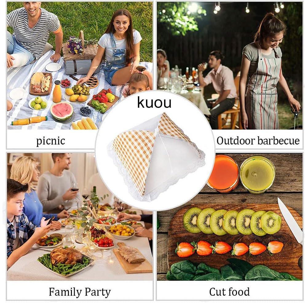 4 Pack Food Covers, 13 Inch Plaid Mesh Pop Up Food Cover Reusable and Collapsible Food Net Cover for Outdoors Parties - Image 6