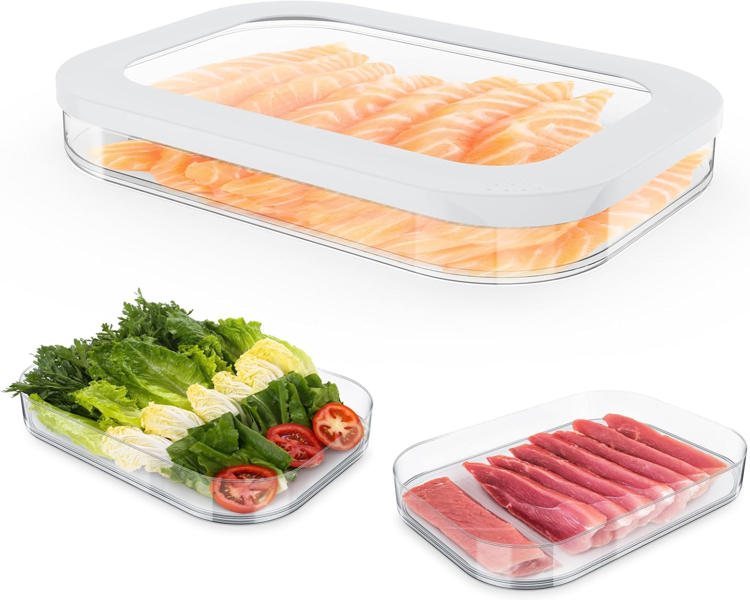 4 Pcs Deli Meat Container for Fridge, Stackable Bacon Lunch Meat Container for Refrigerator, Food Storage Boxes with 4 Lids for Cold Cuts, Cheese, LunchMeat, Salami, Meal Prep Containers, BPA Free