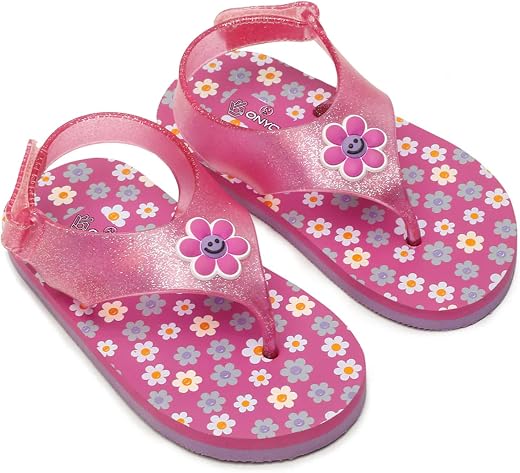 ONYC Premium Lemon Jellies Flip Flops for Baby Girls, Indoor and Outdoor Slipper for Kids with Strap