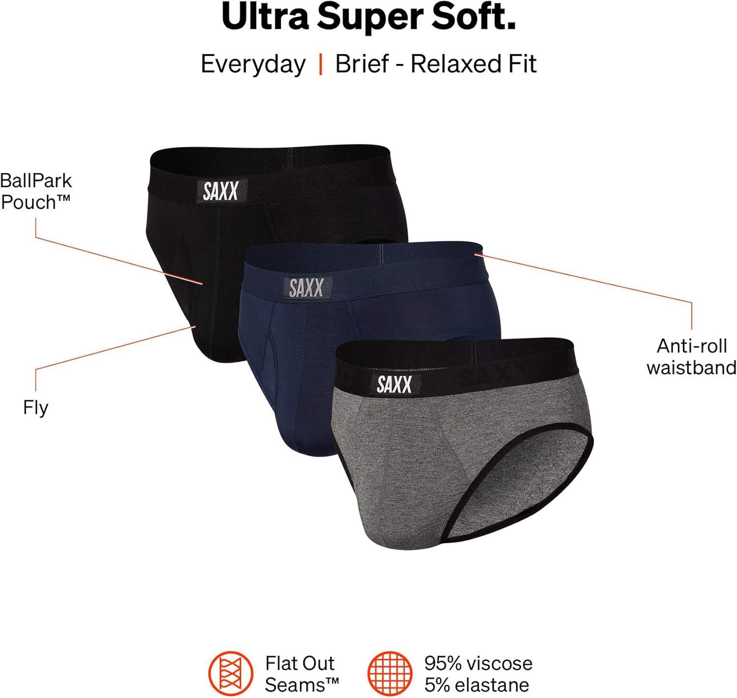 SAXX Underwear Co. Men's Underwear with Pouch Ultra Super Soft Brief Fly 3Pk - Image 4