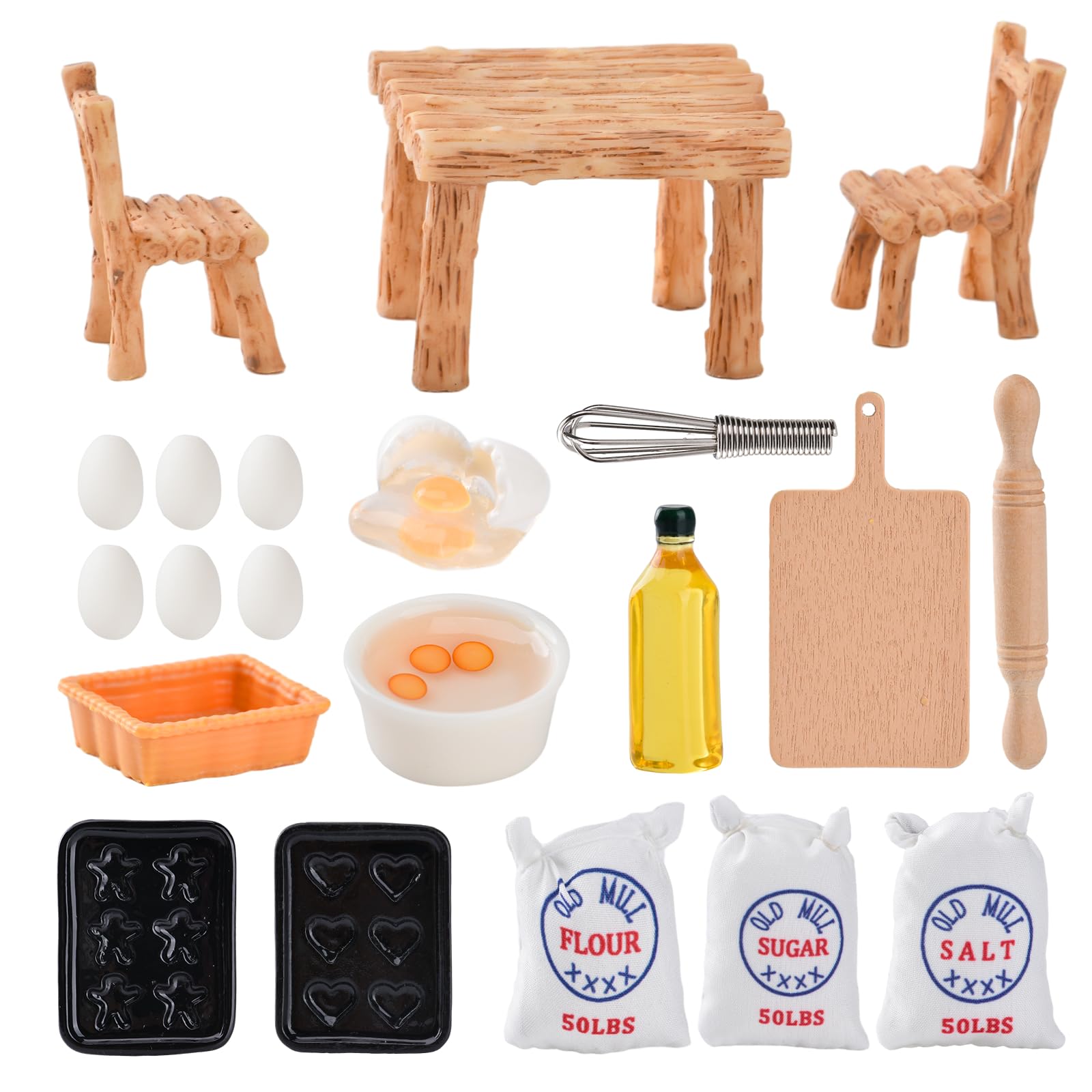 Odoria 1/12 Miniatur Backzubehör Für Puppenhaus | Mit Backblech, Mehl, Nudelholz & Mehr | Für Küchendeko