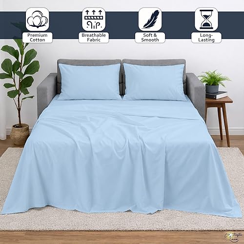 Miniatura 2 de Cottington Lane Juego de 4 piezas de sábanas para sofá cama tamaño matrimonial, 100% algodón egipcio de alta calidad para sofá cama, sofá biplaza