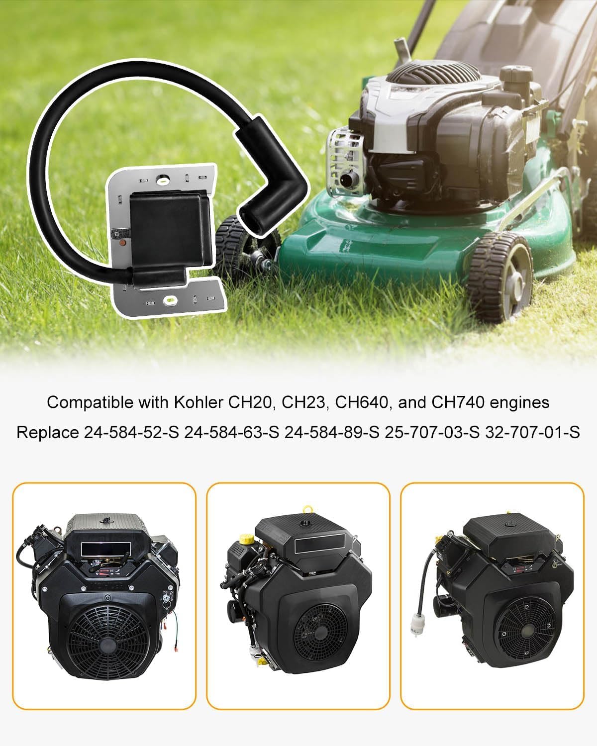 Ignition Coil Module Compatible with Kohler Engine Spark MDI Conversion Assembly SV710 SV715 SV720 SV730 SV730 SV740 SV810 SV820 SV830 and SV840 Replace 32-707-01-S 32 707 01-s