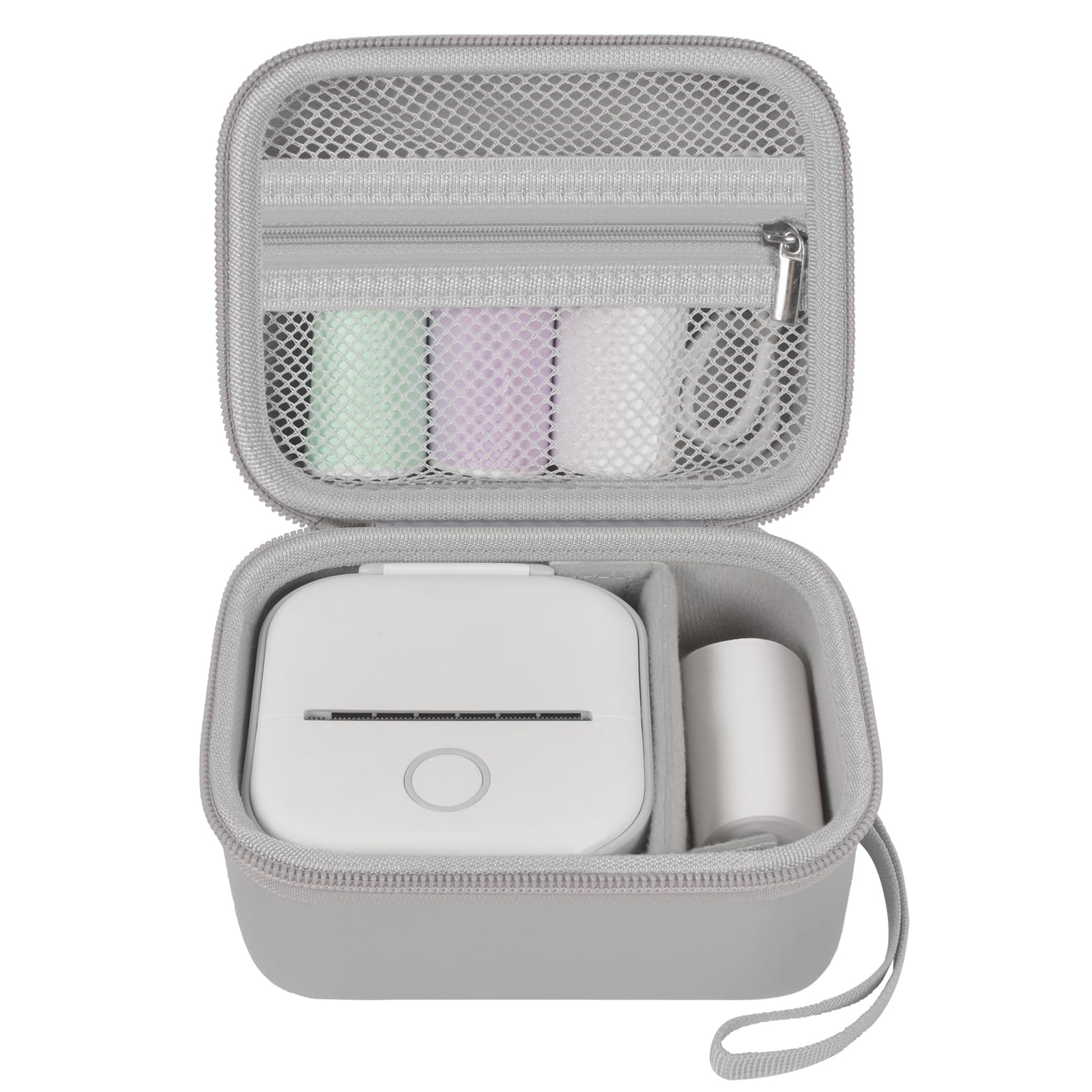 ANKHOH Label Maker Case for Memoking T02/ for Phomemo M02/ M02S/ M02 Pro/ Q30S/ for Ponek Mini Pocket Printer, Portable Sticker Printer Storage Holder Organizer Bag Paper&USB Cables, Box Only (Grey)
