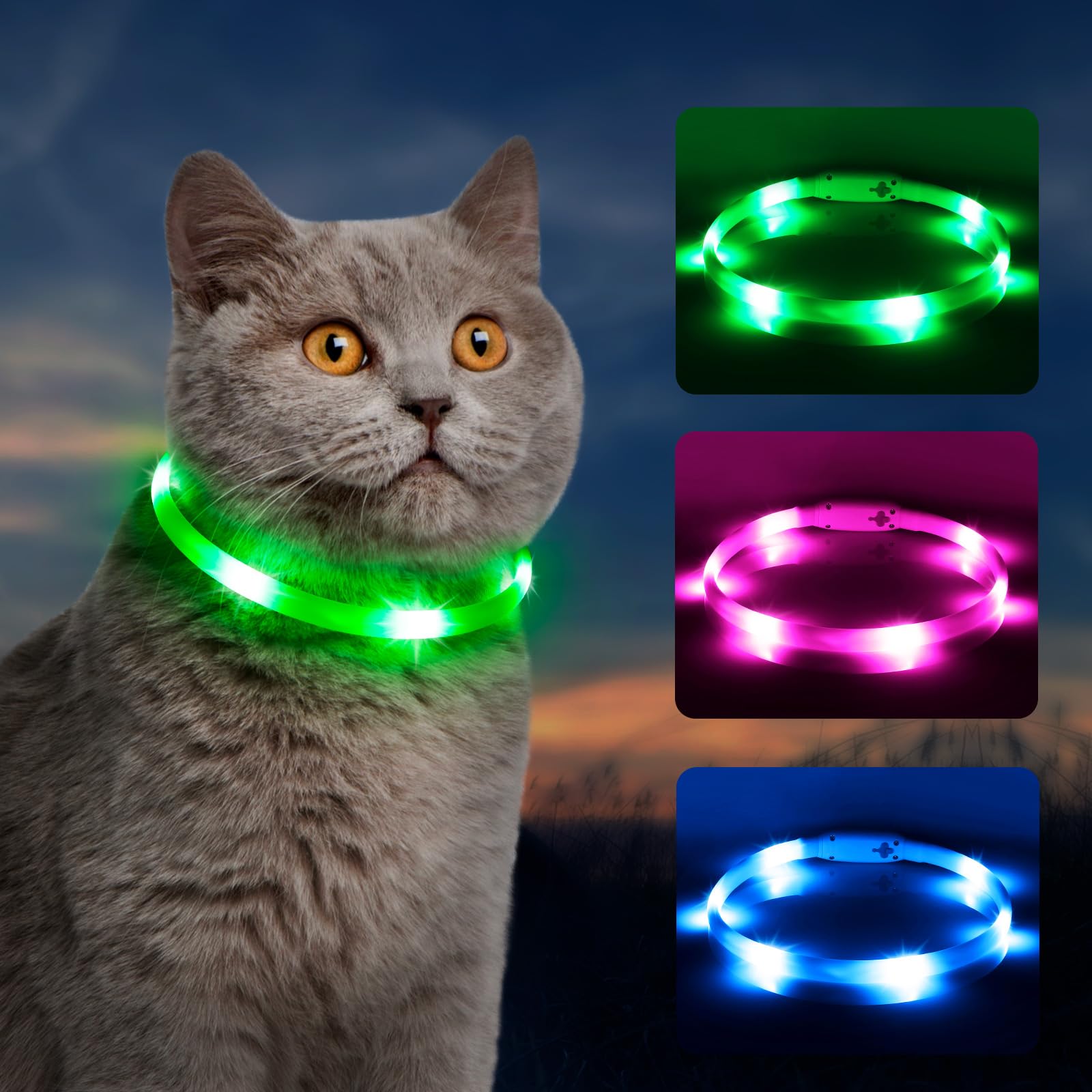 BSEEN Light Up Dog Collars Silicone LED Dog Collar