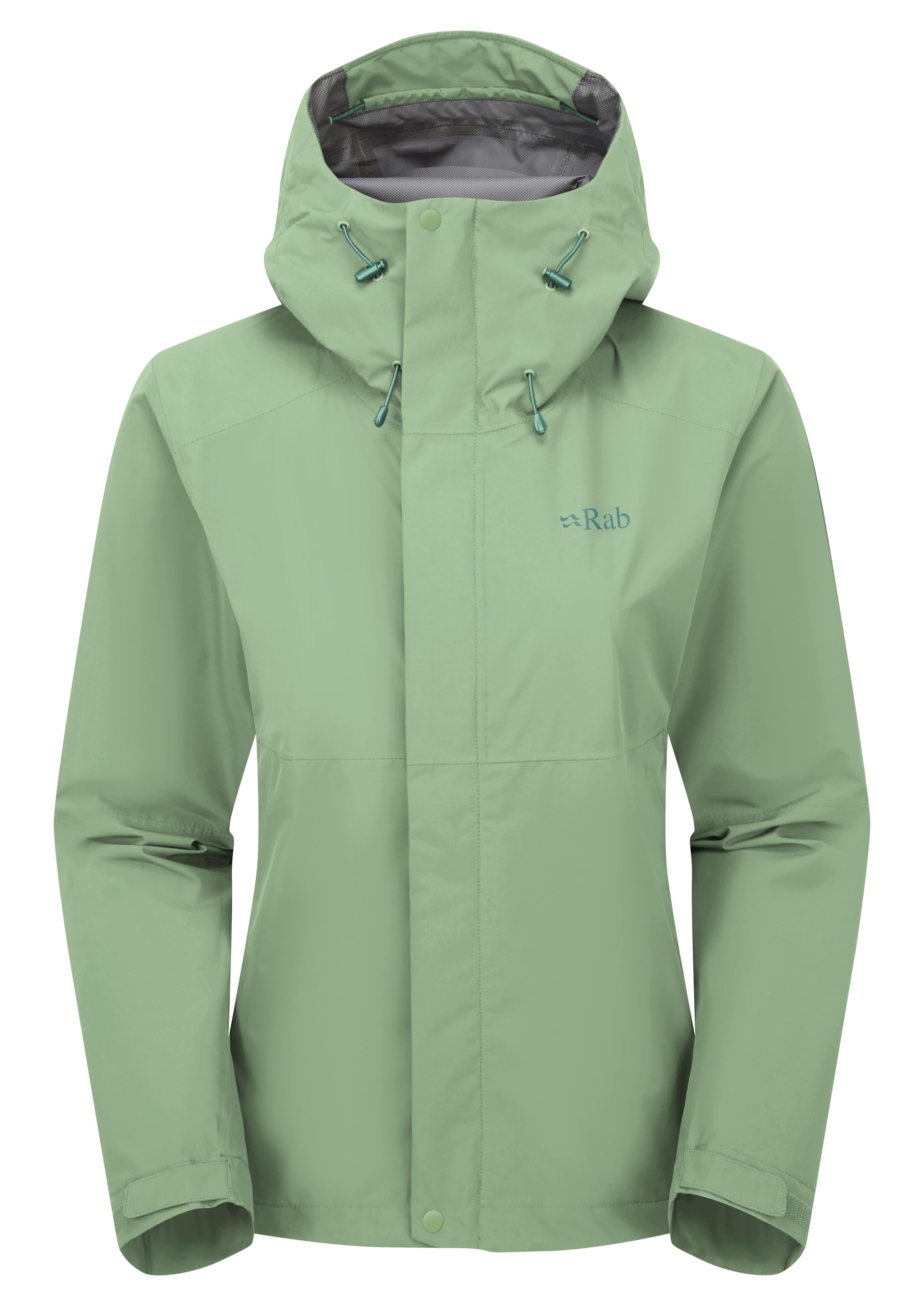 Rab Women's Downpour Jacket - Lightweight Waterproof Hooded Coat for Hiking & Trekking - Fig Green - 10