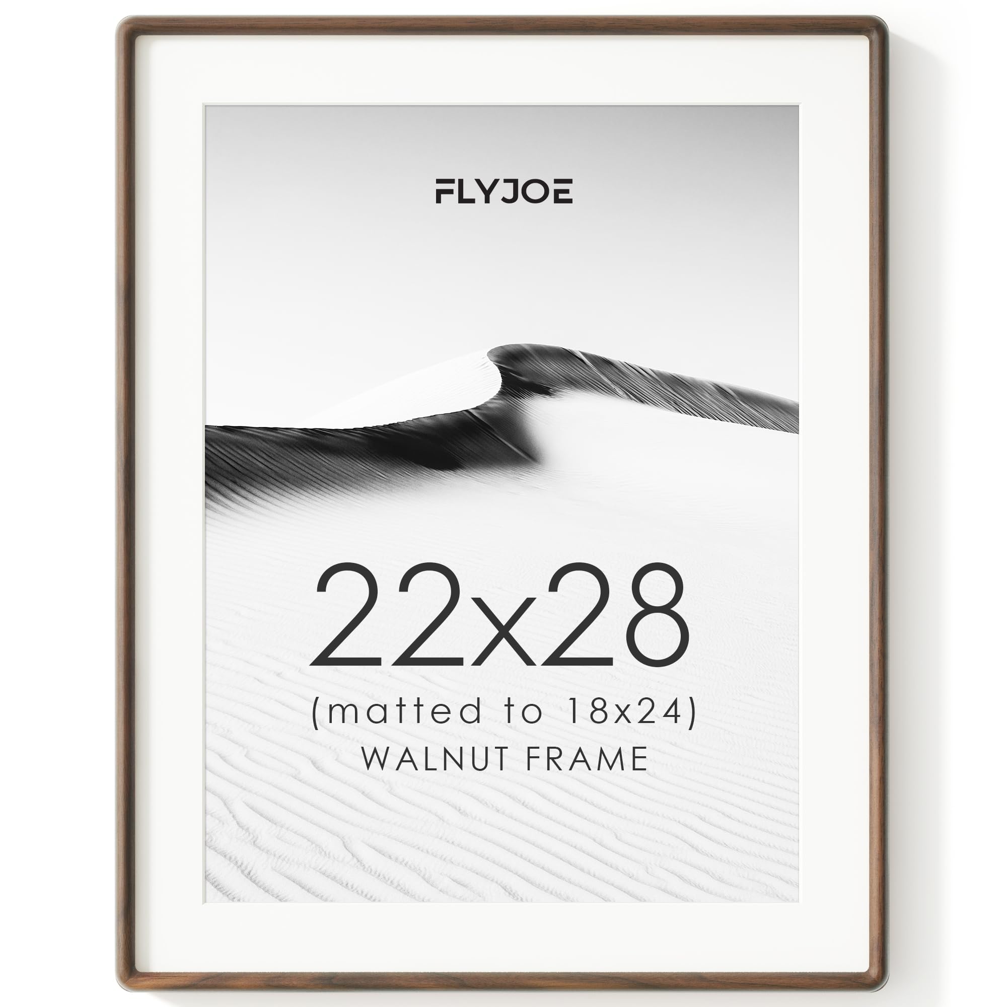 22x28 Picture Frame, Natural Solid Walnut Wood Photo Frame, Rounded Corner