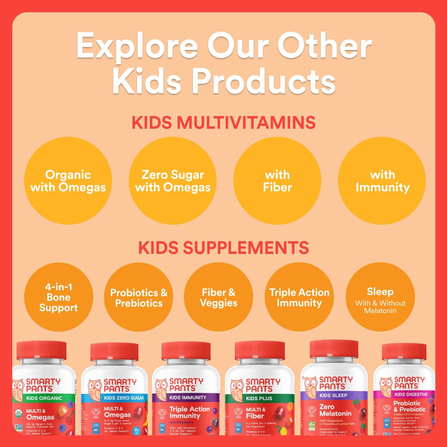 SmartyPants Kids Multivitamin Gummies, Omega 3 (DHA/EPA), Vitamins D3, C, B12, B6, Vitamin A, K & Zinc, Gluten Free, Three Fruit Flavors, 80 Count (40 Day Supply)
