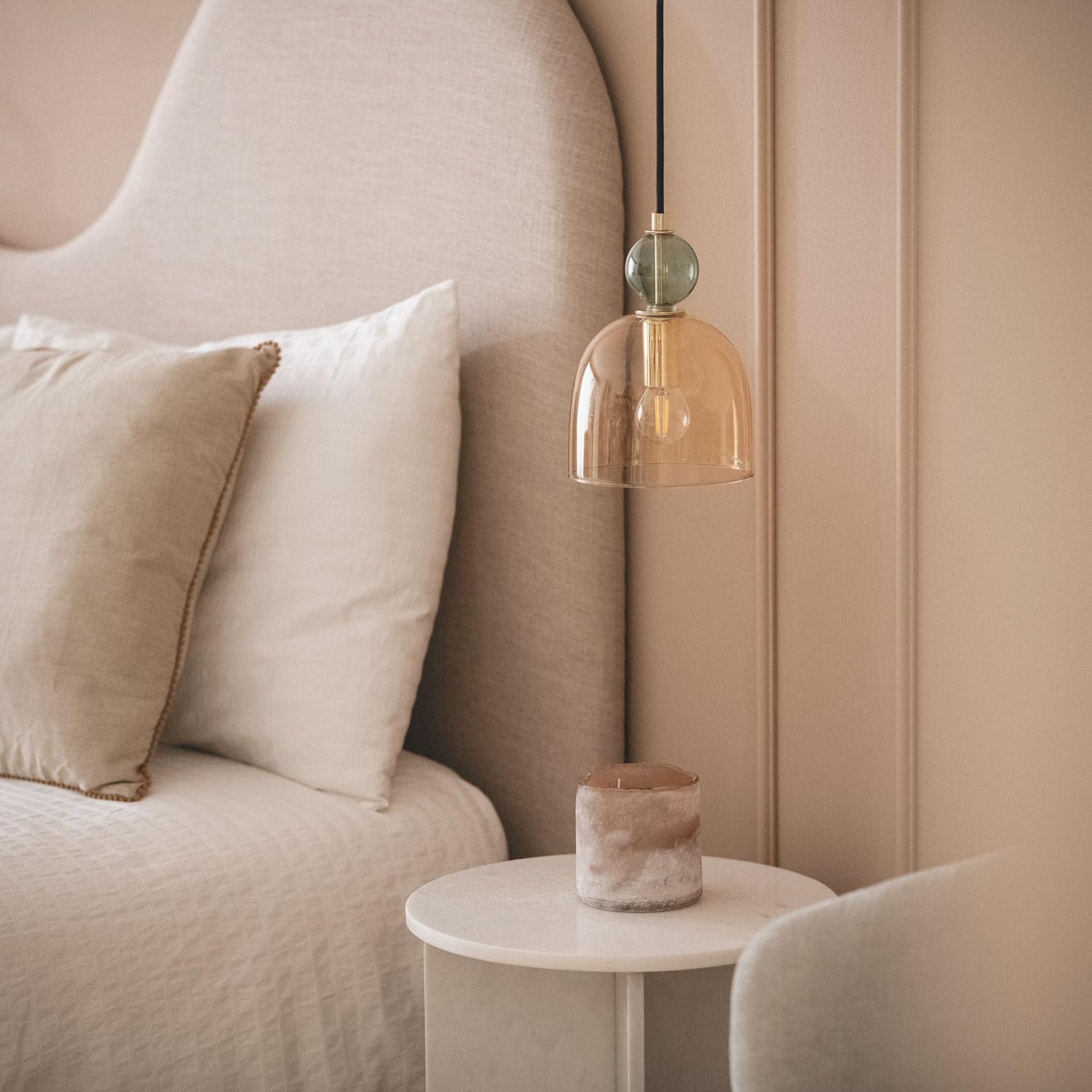 LEDKIA LIGHTING Lampada a Sospensione Metallo e Vetro Mono-Baudelaire Ambra E14