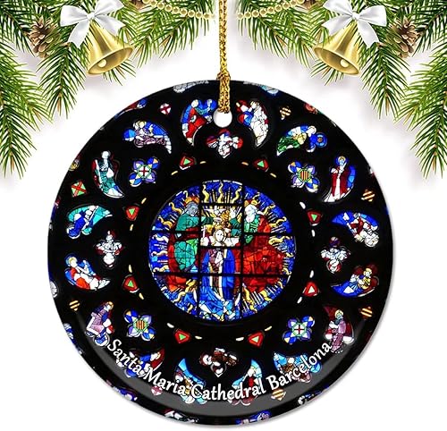 Vista 9 de España Roque Nublo Las Palmas Gran Canaria Adornos de Navidad para árbol Colgante de cerámica Adorno de doble cara Decoración Regalos de Navidad