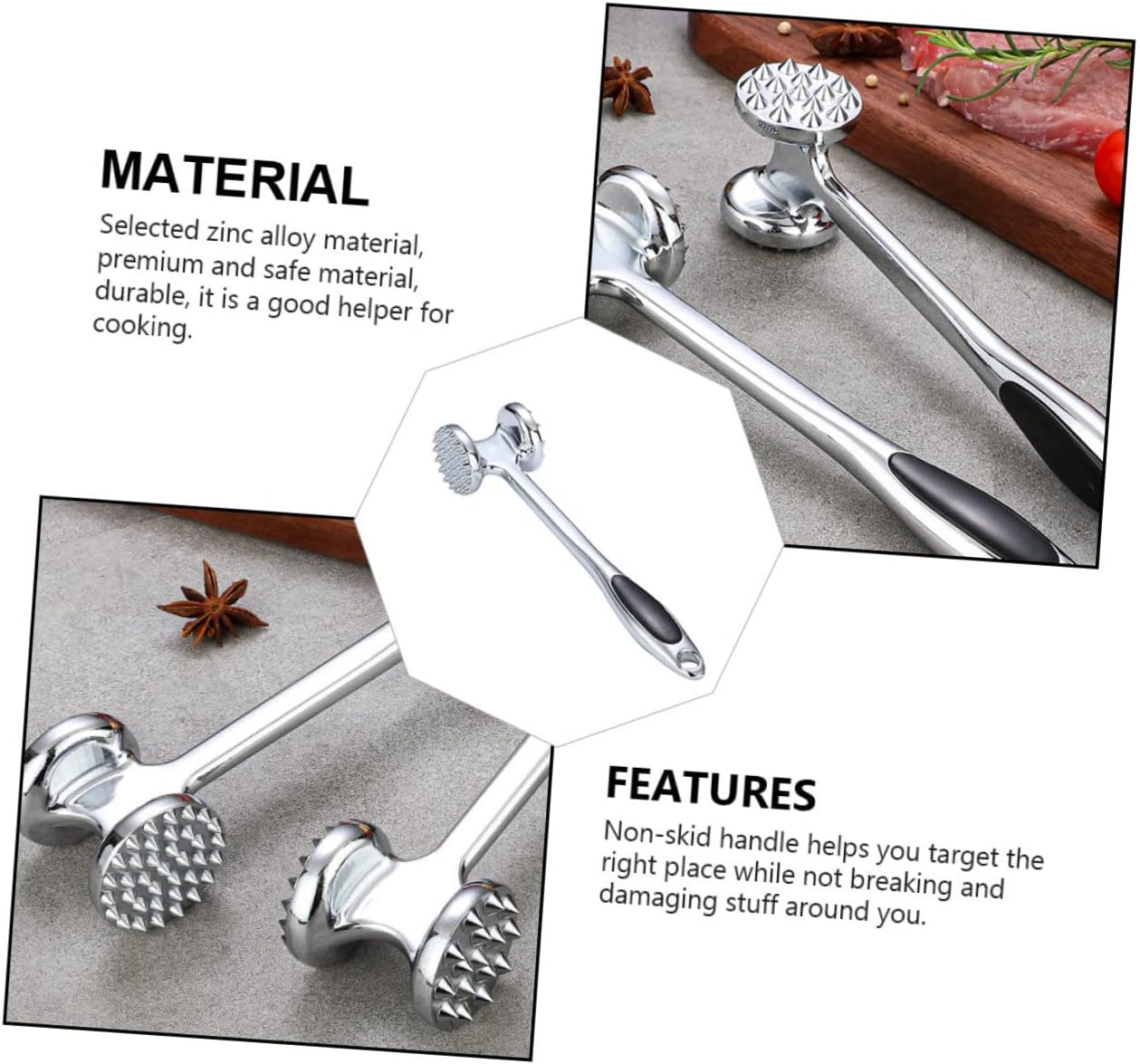 Meat Chopper Tool Household Meat Hammer Non-slip Handle Tenderizer Mallet