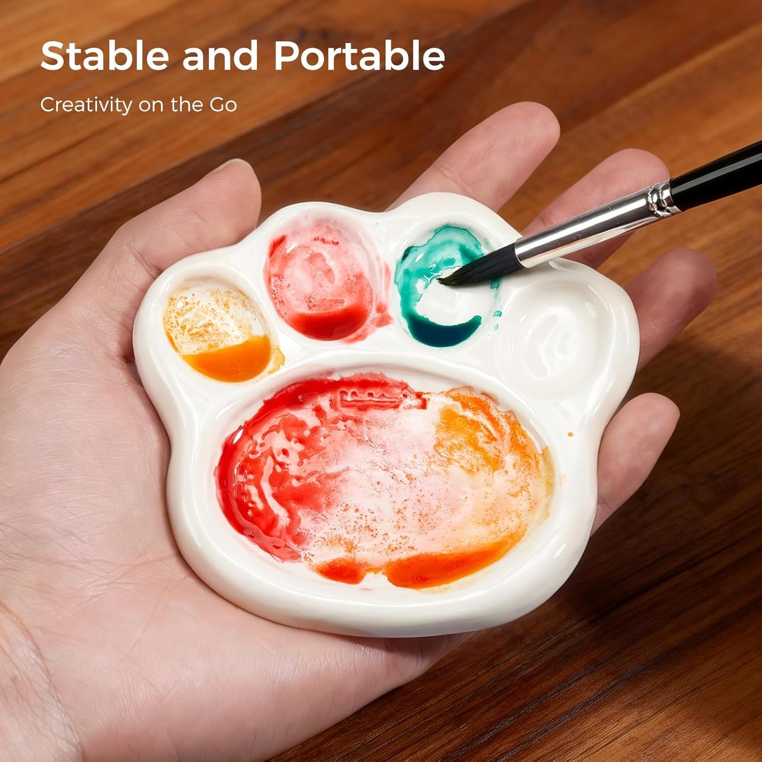 Handmade Ceramic Paint Palette Set of 3, Non-Absorbent Porcelain Watercolor Mixing Tray, Stain Resistant & Easy Clean, Premium Art Tool for Watercolor, Gouache, Acrylic Artists