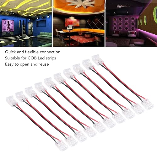 Miniatura 2 de Kit de conector de tira de luz LED COB, 2 pines de 0.394 in de ancho, tira de doble cabeza a tira de extensión, conector de tira de luz LED