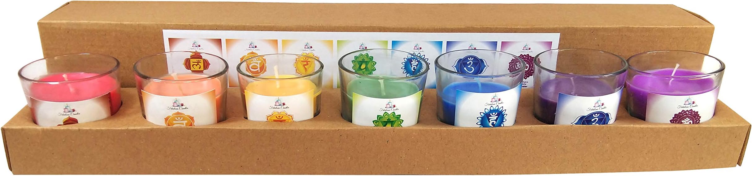 Fabulous Candles Gift Set of 7 Chakraa Votive Fragrance Candles (Crown,Third Eye,Throat,Heart,Solar Plexus,Sacral,Root Chakra)