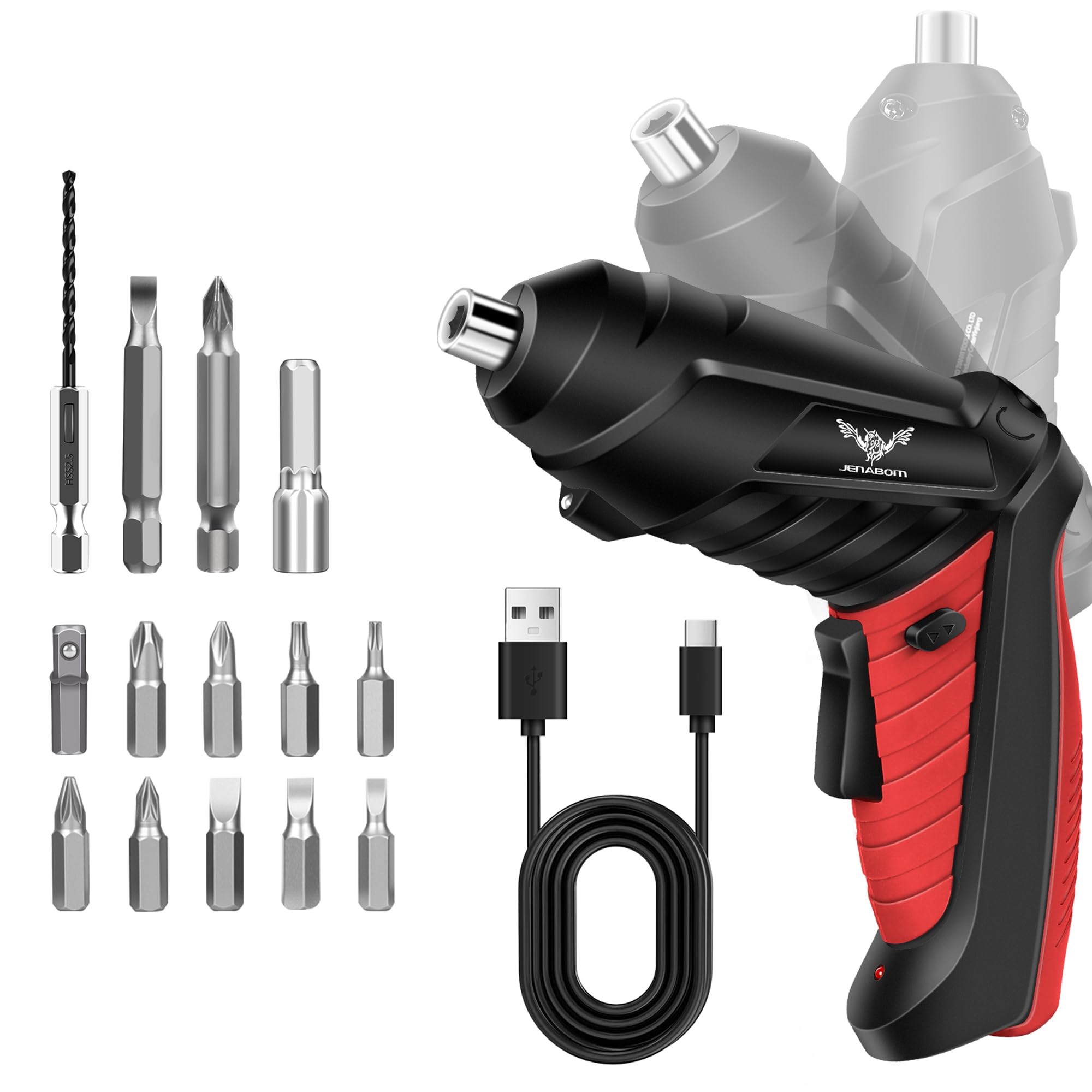 JENABOM 14 in 1 Electric Screwdriver Cordless 3 6V Small Power Drill Set 3Nm Max Torque Rotatable Electric