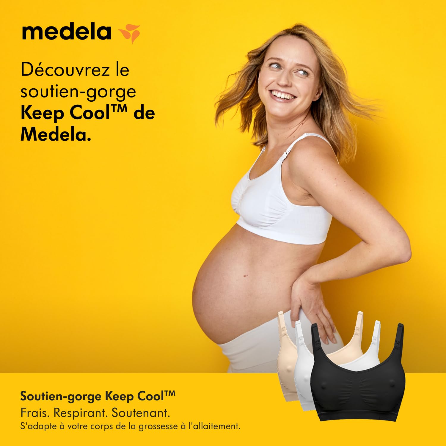 Medela Keep Cool - Reggiseno da allattamento per allattamento al seno, 3 pezzi, comodo e traspirante