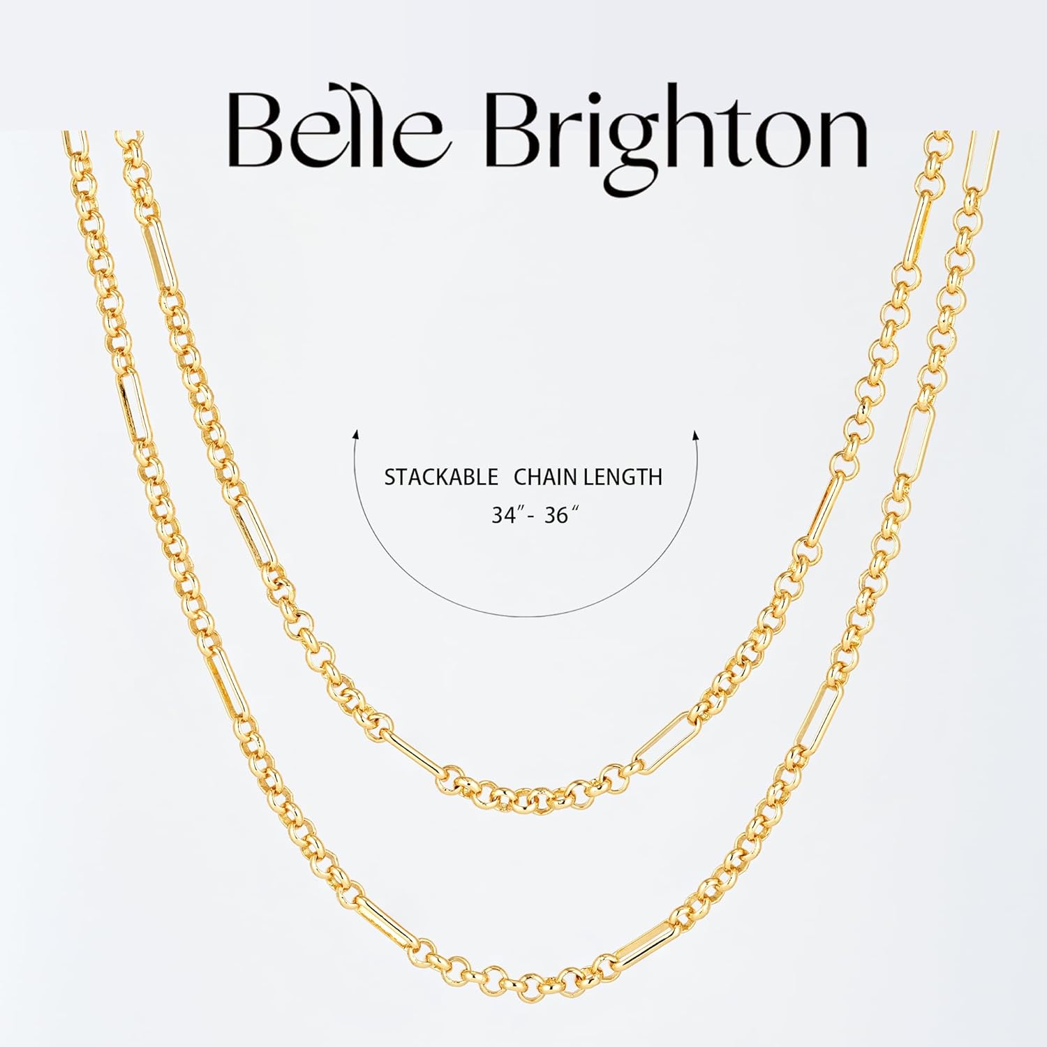 Classic Paperclip Chain Necklace 18k Gold Plated Link Necklace for Women 35.8" Stackable Necklace Elegant Jewellery Trendy Gift for Girlfriend Mother - Image 6