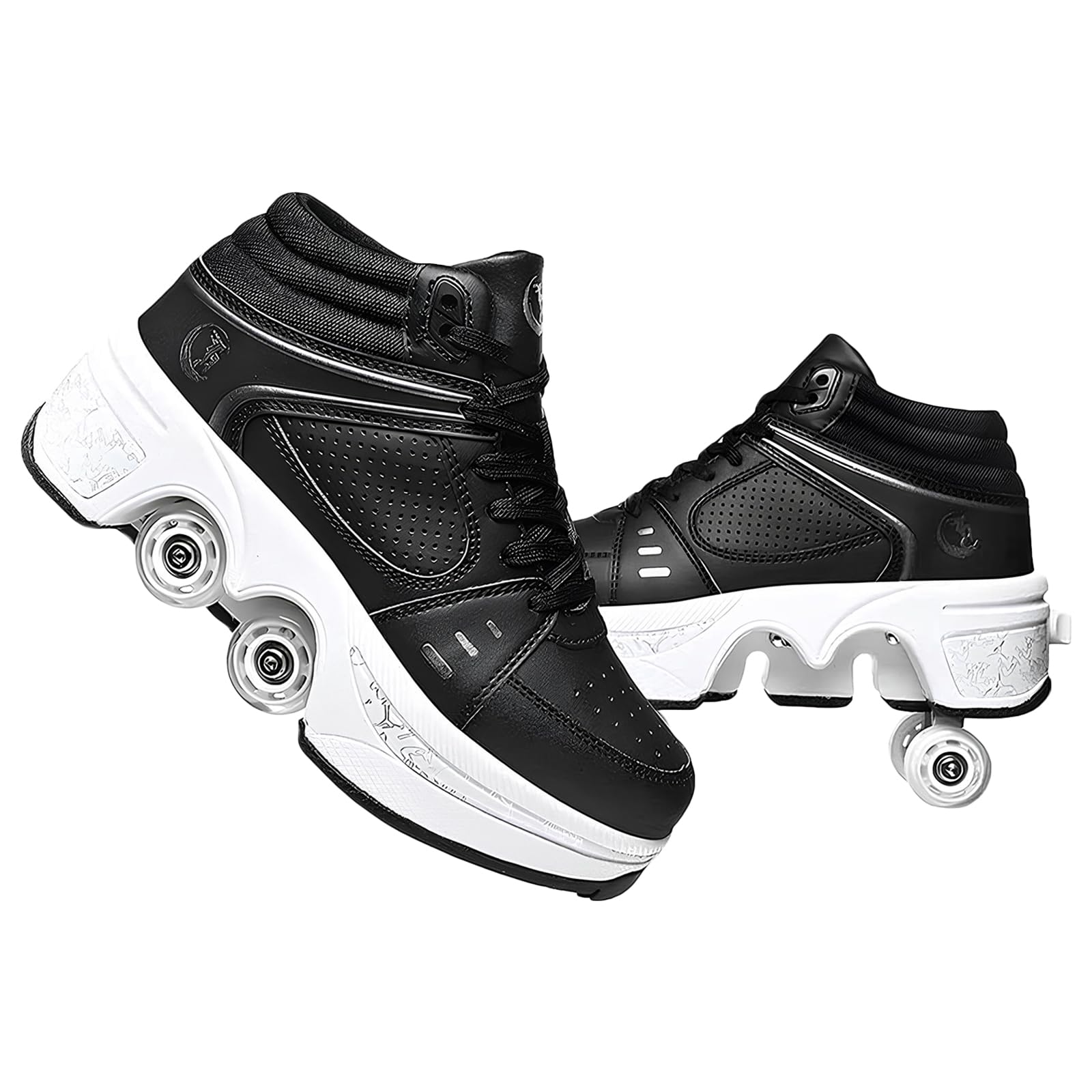 Double-Row Deform Wheel Automatic Walking Shoes Invisible Deformation Roller Skate 2 in 1 Removable Pulley Skates Skating Parkour
