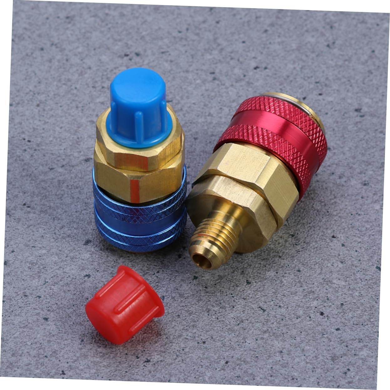 ABOOFAN 2Pcs Car Air Conditioning Quick Connectors High Low Pressure Coupler Adapter Red Blue for Easy Identification and Fast Charging
