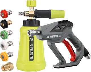 MMINGLE 4000 PSI Snow Foam Cannon Kit: High Pressure Washer Foam Lance Gun with 1L Bottle, 5 Nozzles & Quick Connect for Car Wash
