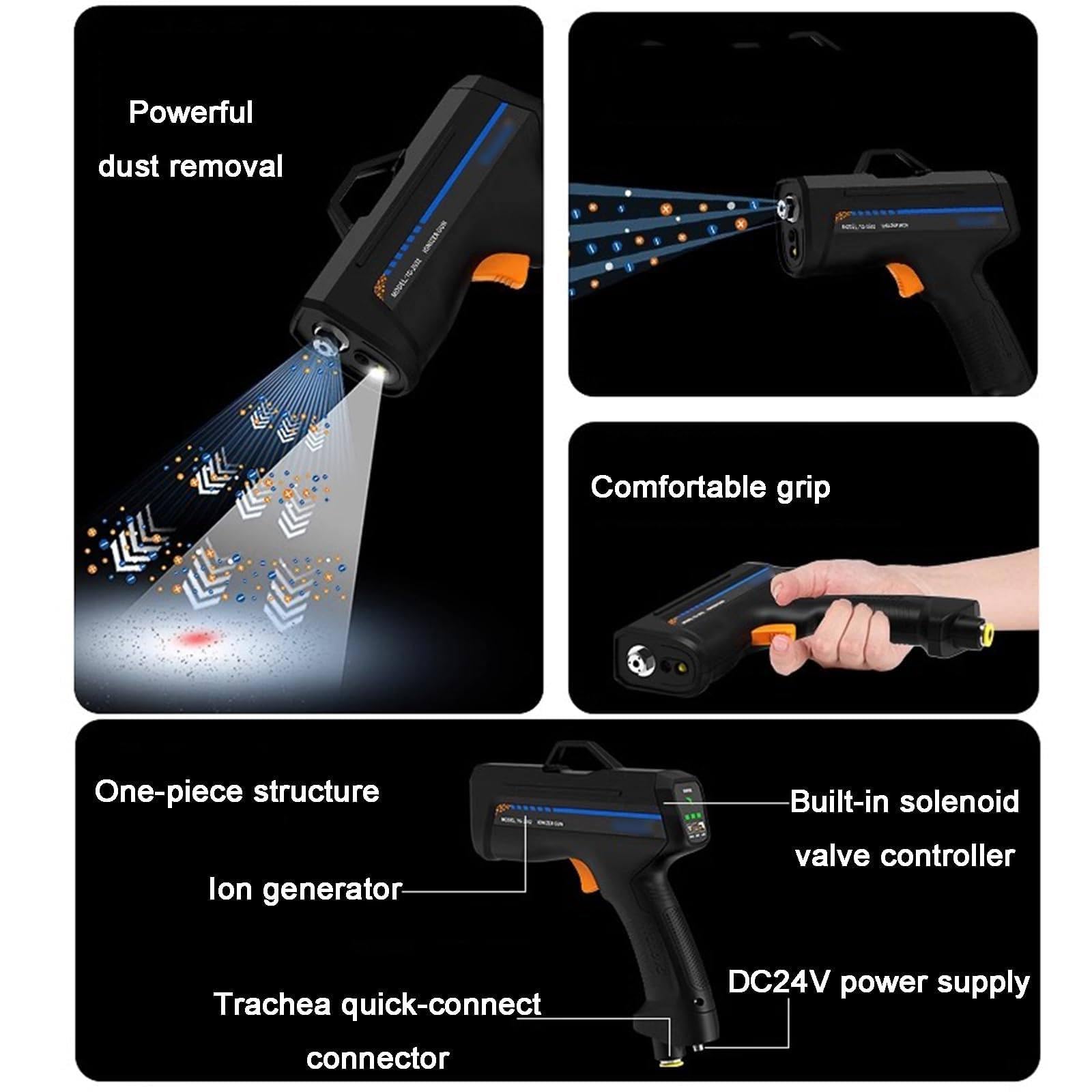Pistola ad aria ionizzante, eliminatore statico portatile con luce di rilevamento della polvere per rimozione statica industriale e riparazione elettronica, tecnologia di bilanciamento ionico