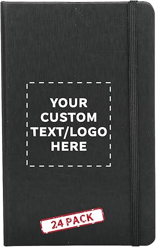 Miniatura 9 de DISCOUNT PROMOS Juego de 6 cuadernos de tapa dura personalizados con banda elástica de colores, paquete personalizado a granel, perfecto para la