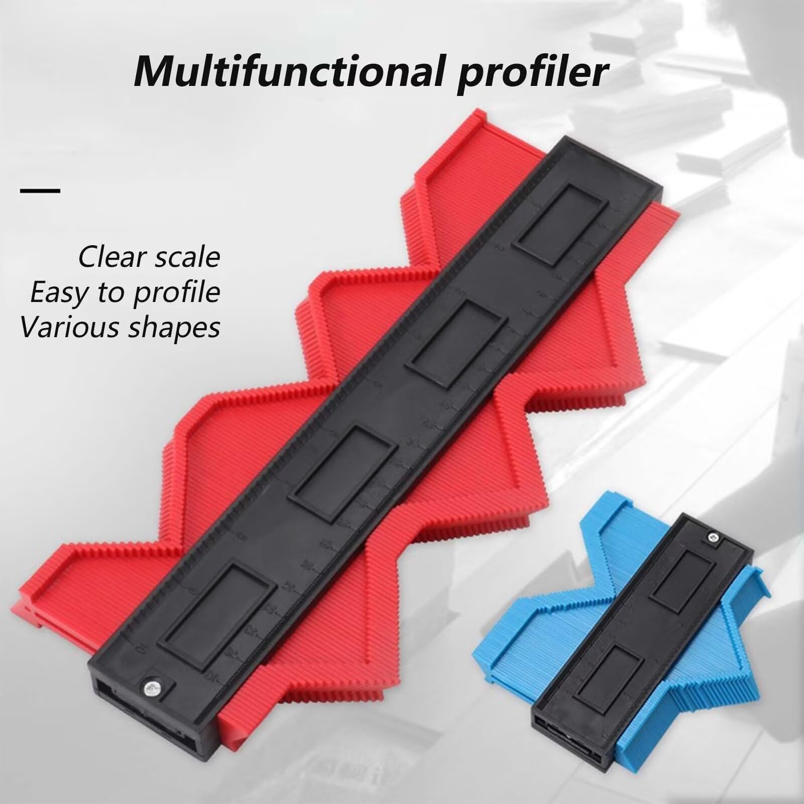 Irregular Shape Duplicator red Extended contour measuring tool 11in Length Shape Outline Tool 30mm Depth scriber contour gauge Gifts for Dad Men Carpenter for Construction Carpet Tile Laying