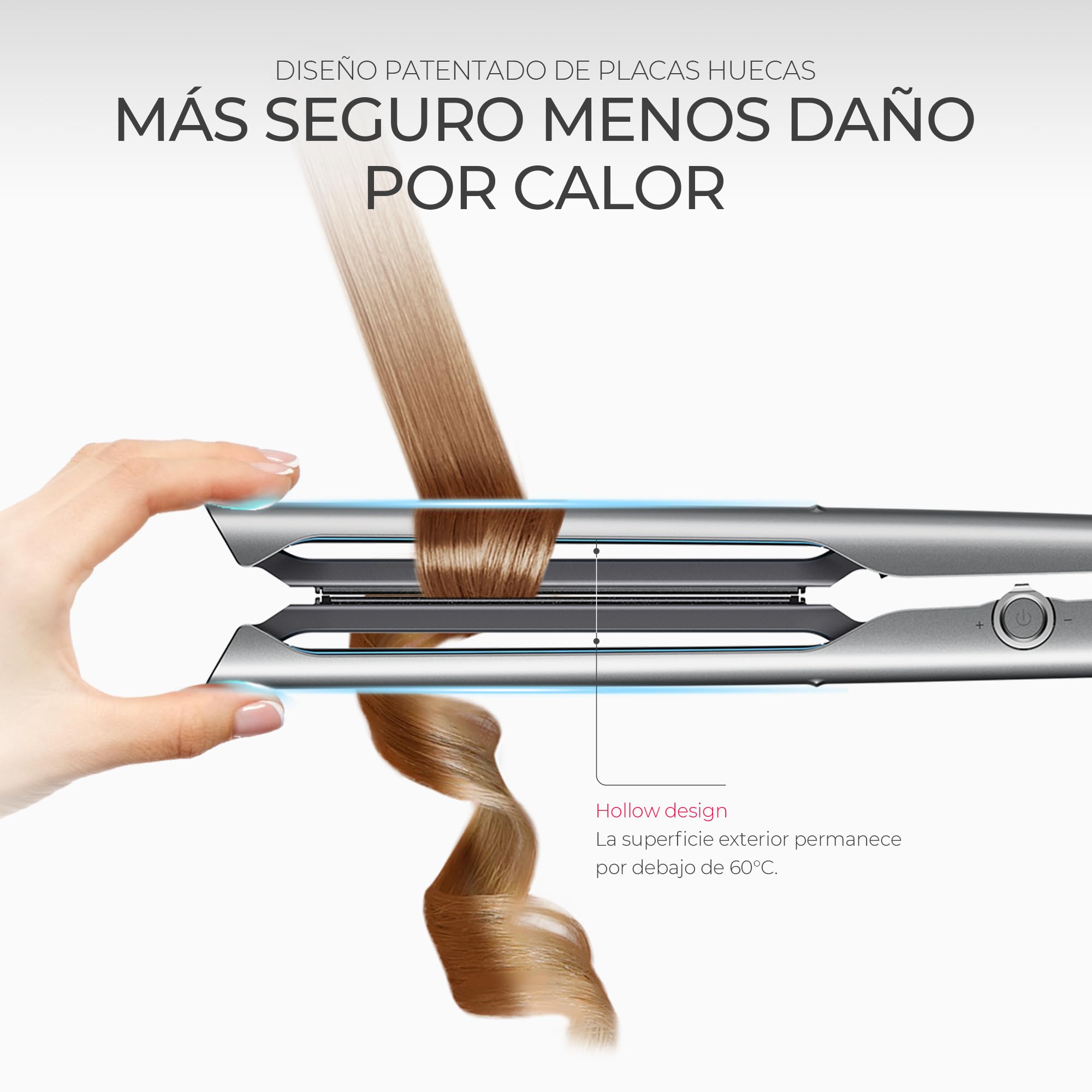 TYMO Planchas del Pelo, Alisado de Una Pasada y Rizos Naturales, Placas de 25 mm, 500M Iones Negativos, Mango Anticalor, Deslizamiento 3X Más Suave, Peinado 2X Más Rápido, Menos Daño por Calor