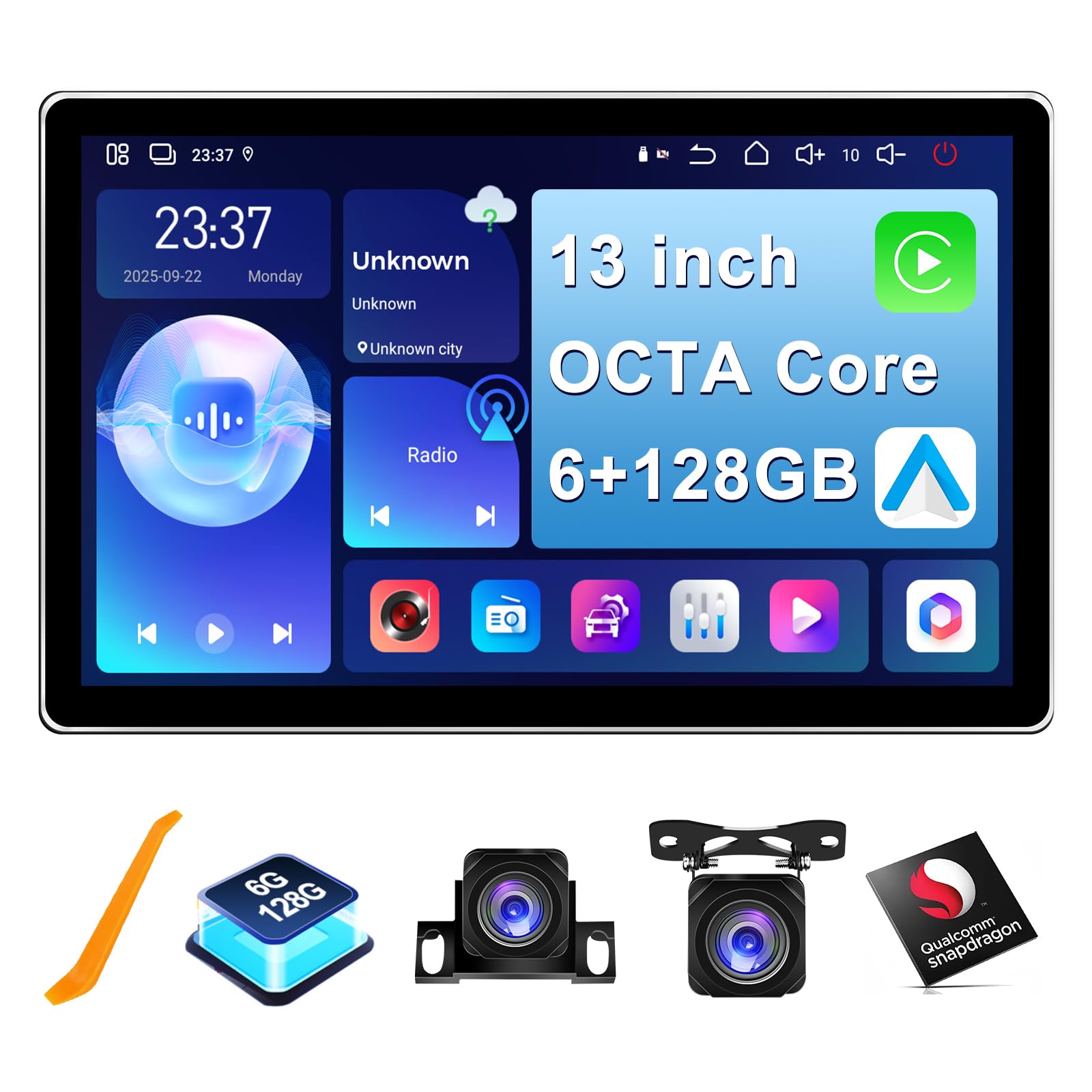 Amazon.com: 6+128GB 13 inch Double Din Touch Screen Android Car