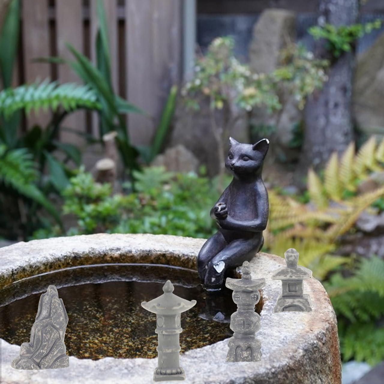 POPETPOP 13 Pcs Miniature Asian Decor, Mini Figurines Stone Pagoda, Japanese Lantern Style for Fish Tank Aquarium & Asian Garden Decor image 5