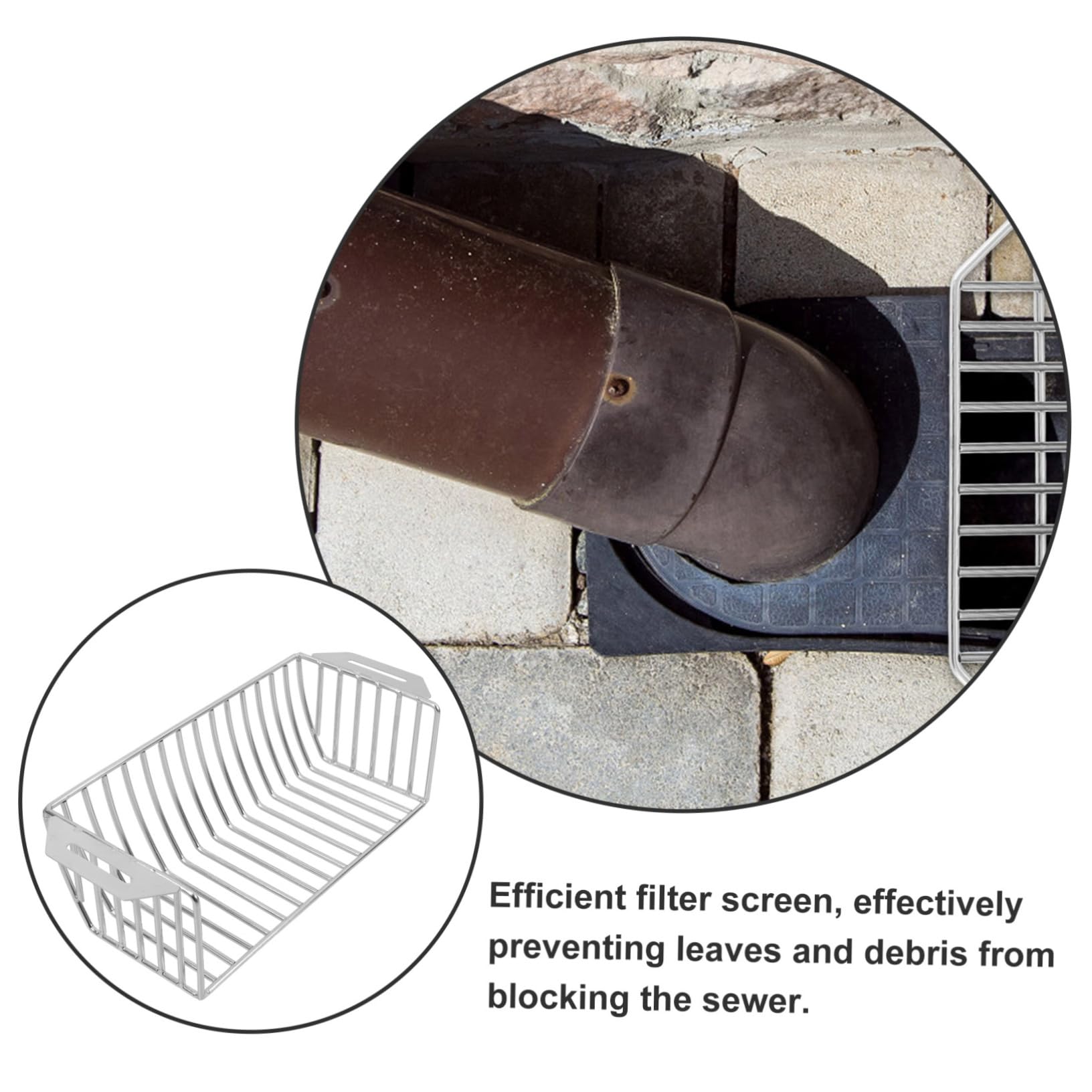 SHINEOFI Desagüe De Suelo Antibloqueo Protector De Bajante De Canalón Filtro De Techo Para Residuos Fabricado Acero Inoxidable Para Uso Exterior