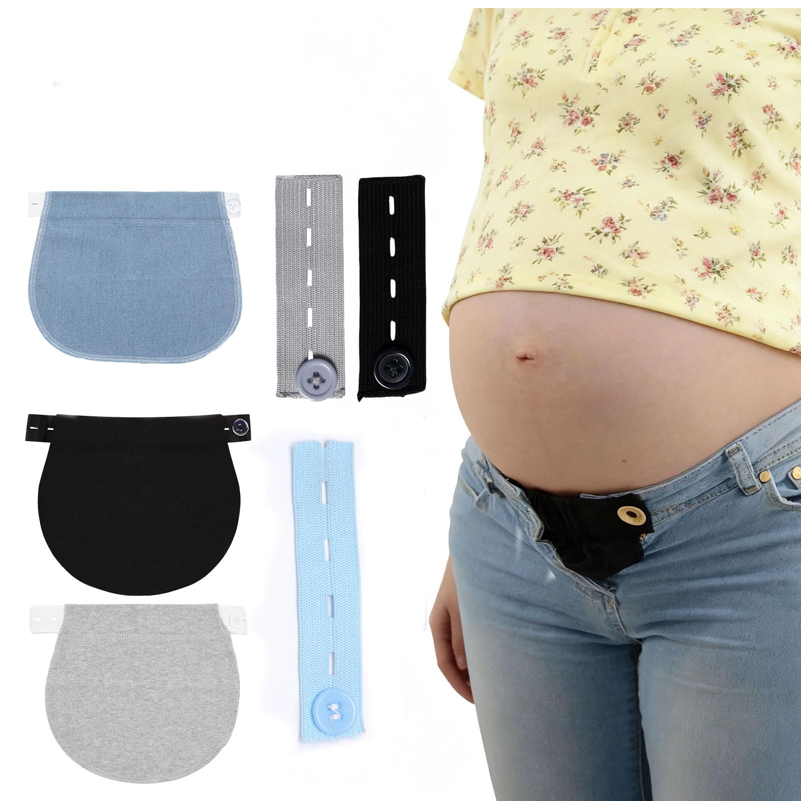 figurine 6Pcs Jeans Extenders for Women Waist,Waist Extender for Trousers,Adjustable Maternity Belt, Comfortable Belly Band for Pregnancy, Postpartum, Weight Fluctuations, Daily Use-picture-23