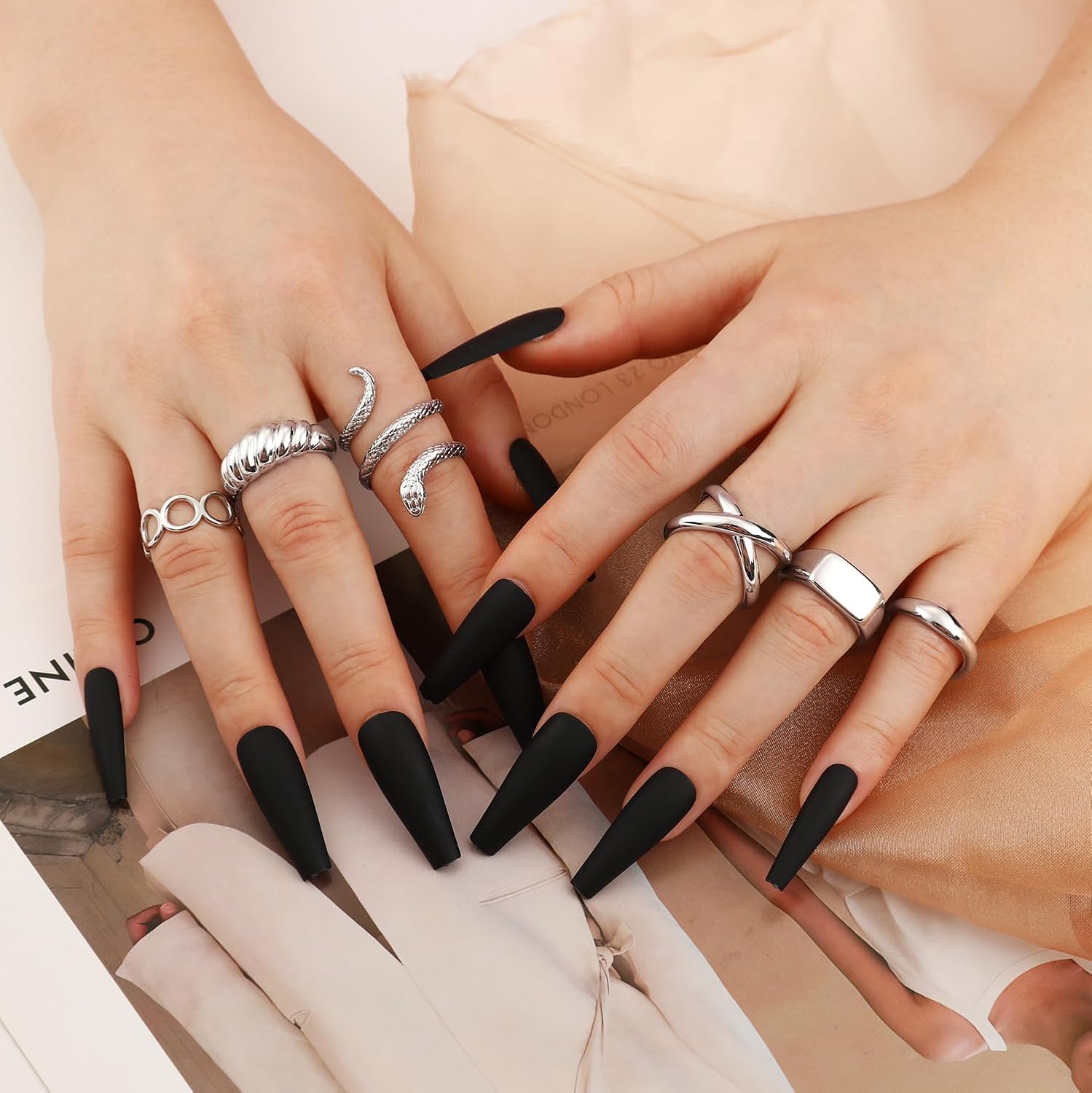 10PCS Gold Dome Chunky Rings for Women 18K Gold Plated Braided Twisted Round Signet Rings Adjustable Open Ring Band Statement Jewelry Size 7-9 - Image 6