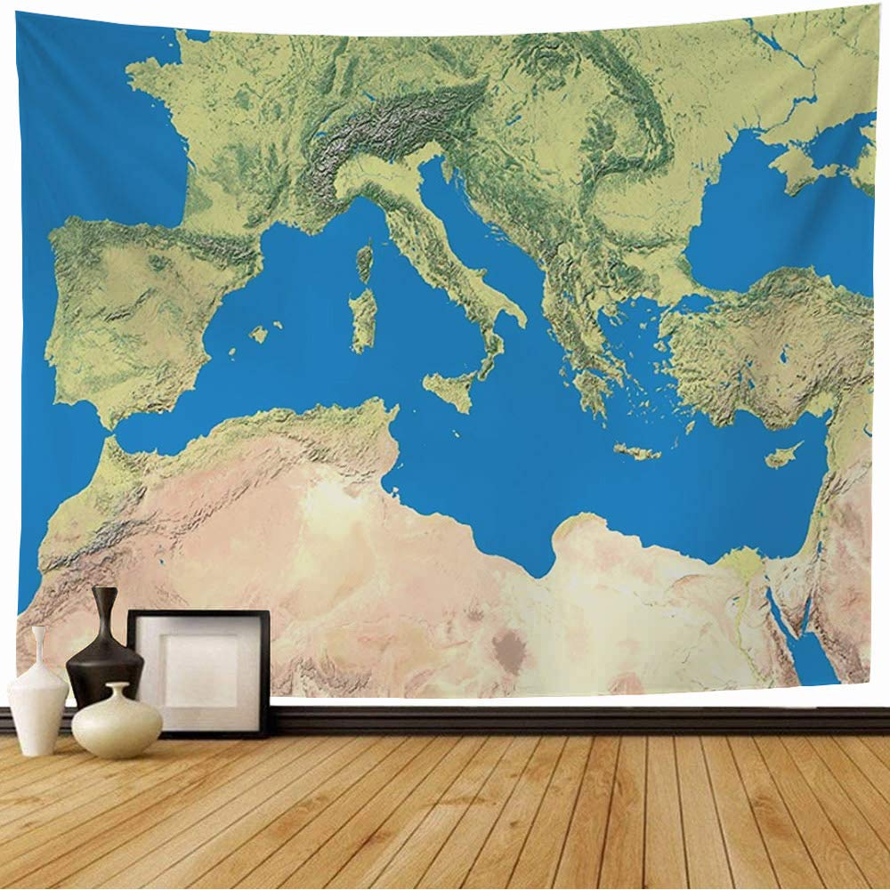 Starolal Tapestry Australia Country USA Mediterranean Map Geographic 3D Counties Rendering Africa Education Ocean Beach Tapestry Funny Tapestry for Living Room Bedroom 80x60 Inch