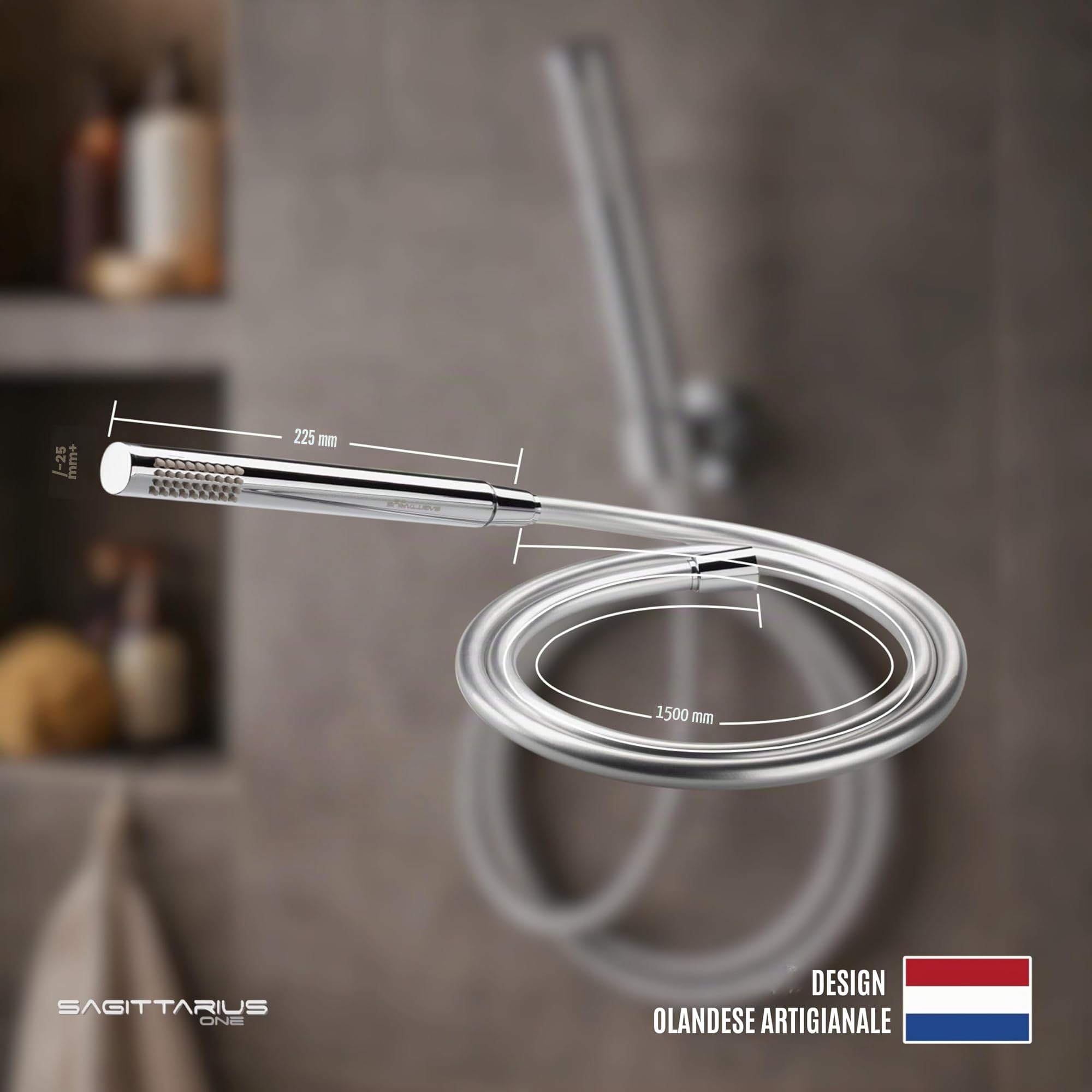 25S1 - doccino per doccia con tubo| 1.5 m PVC shower head | Shower head | Chrome-plated brass | Shower hose
