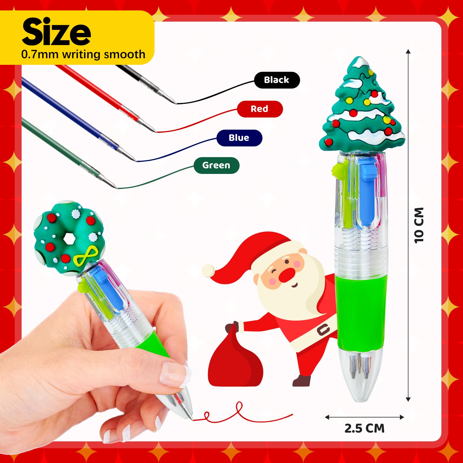 KIDRENFUN Christmas Party Bag Fillers, 24 PCS Christmas Stationery Mini Pen, Eve Box Fillers Stocking Fillers - Image 3