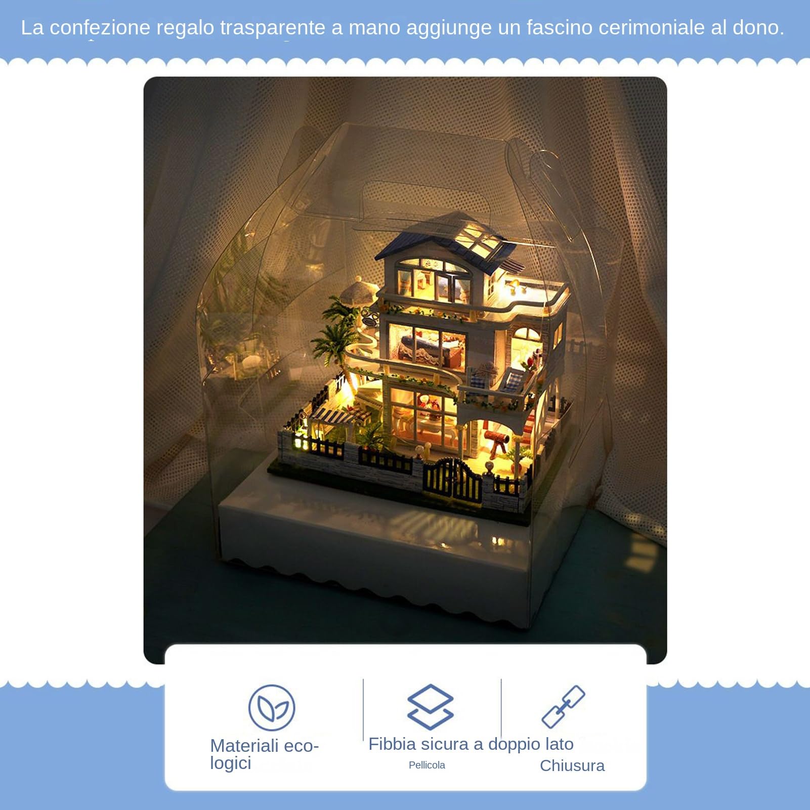 Kit per Creare Case in Miniatura | Modello 3D di Villa in Legno da Costruire con Luci LED,Set Creativi Fatti a Mano per Decorazione Casa Ragazzi Ragazze Adulti Famiglia Amici