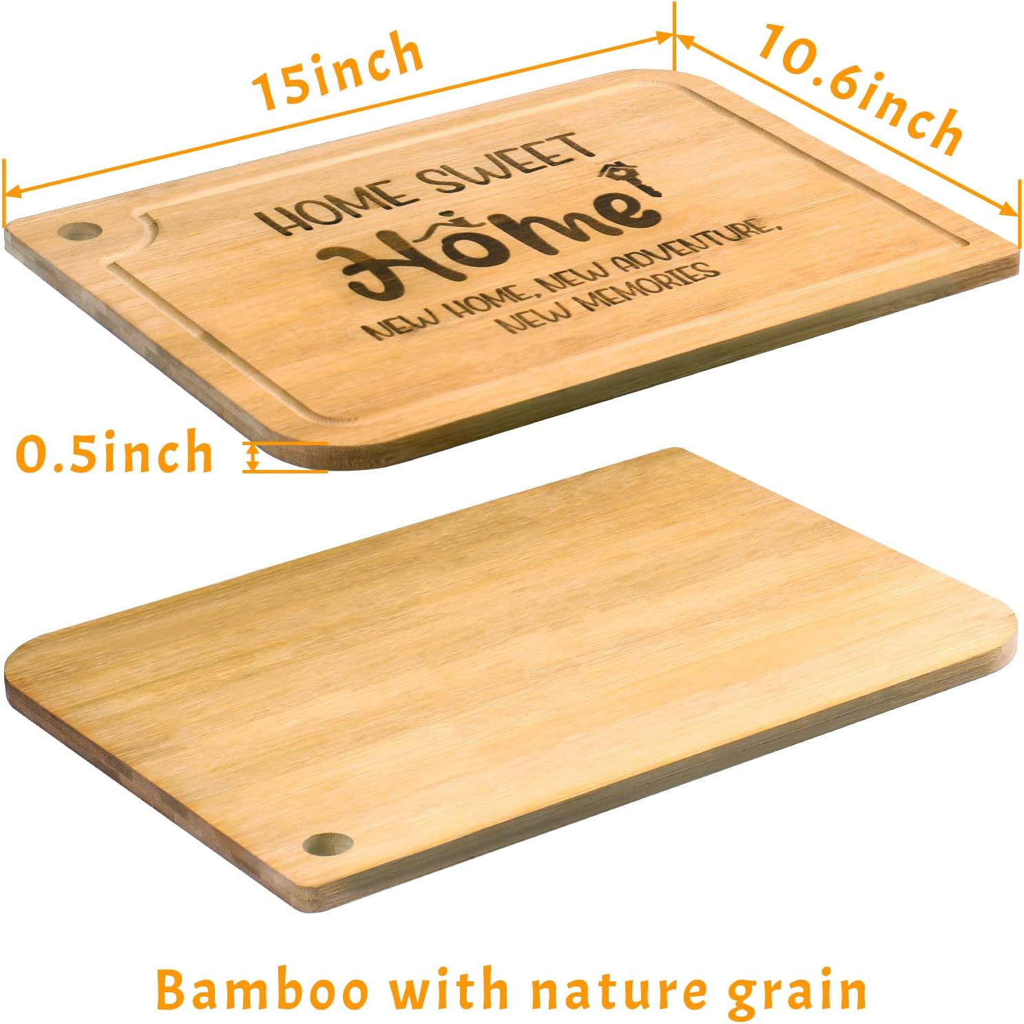 Housewarming Gifts, Engraved Wood Cutting Board with Side Handles, and Juice Grooves House Warming Present for New Home (Personalized-Bamboo)