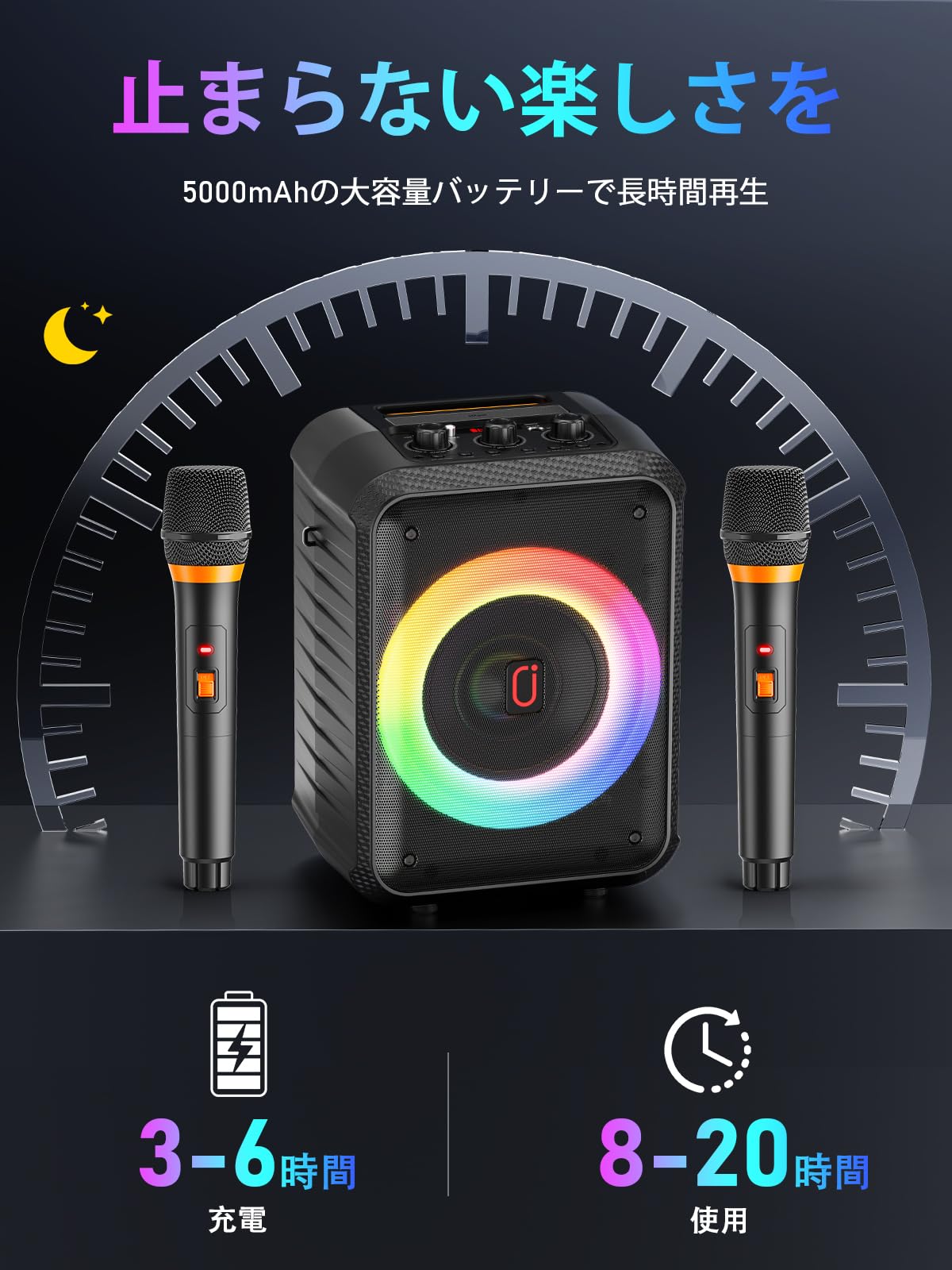 Amazon | JYX カラオケマシン ポータブルBluetoothスピーカー