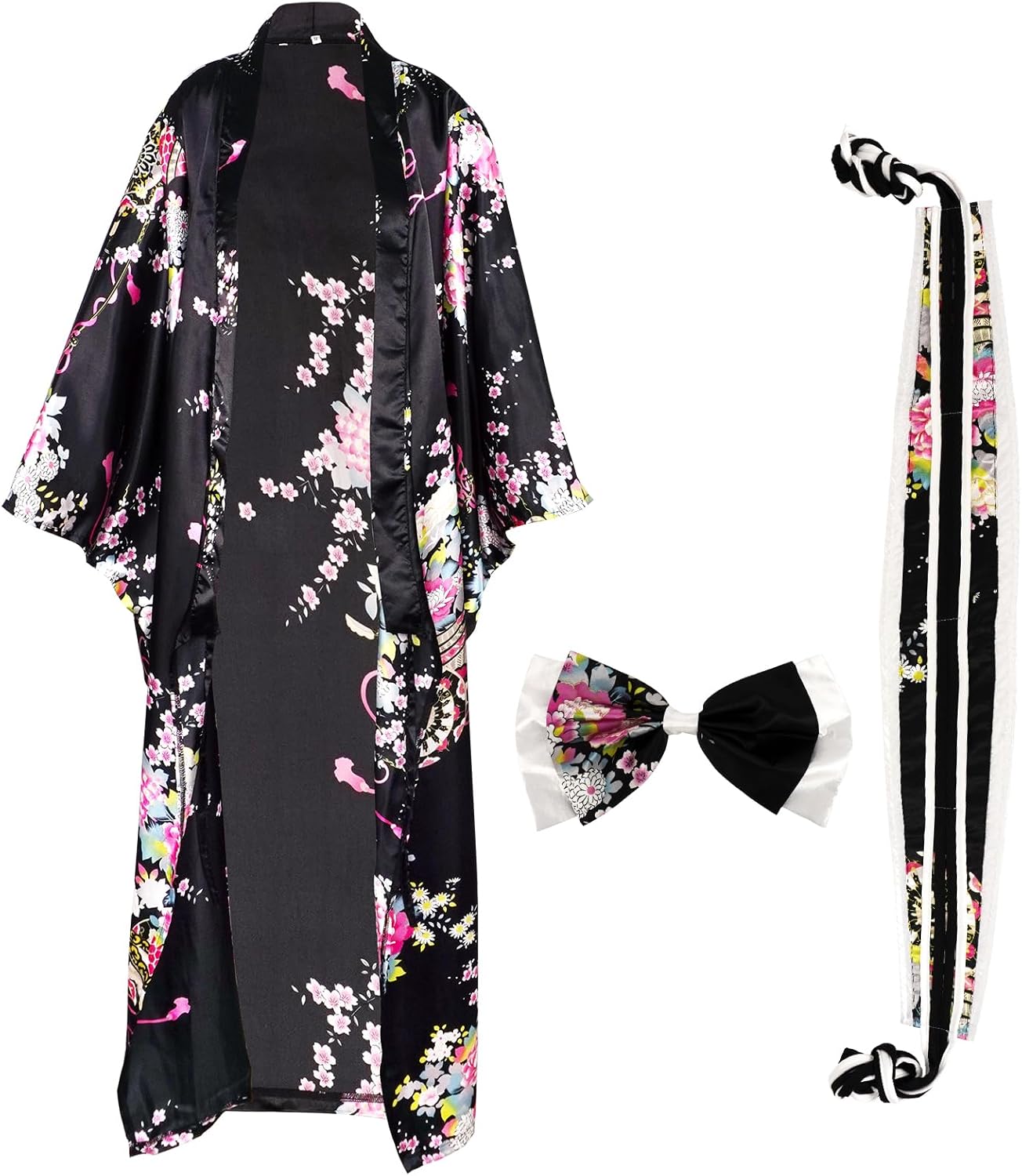 Kimonos for Women Japanese Dress Yukata Geisha Costume Fancy Robe Anime Cosplay Maid Outfit Mask Hand Fan Socks Set - Image 4
