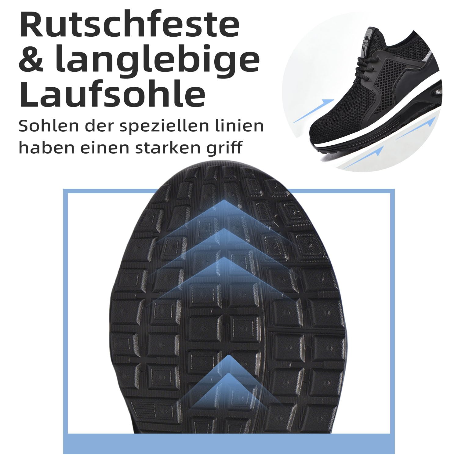 Arbeitsschuhe Damen Leicht Sicherheitsschuhe Herren Atmungsaktiv Sportlich Stahlkappenschuhe rutschfest mit Stahlkappe