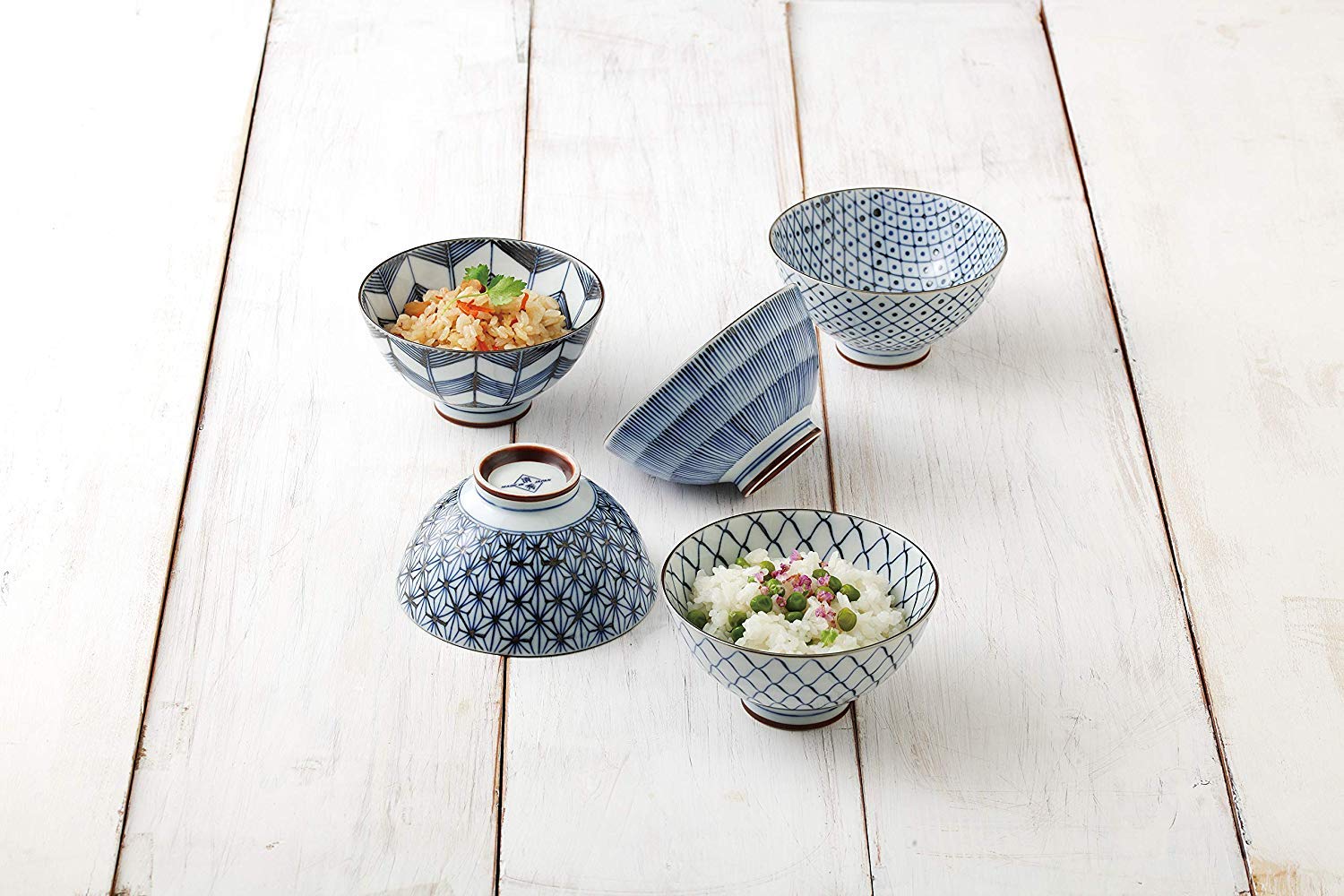 Set 5 Ciotole Riso Giapponesi Saikai Touki - Blu E Bianco, Lavabili In Lavastoviglie, Ø11.4x5 Cm - Foto 11