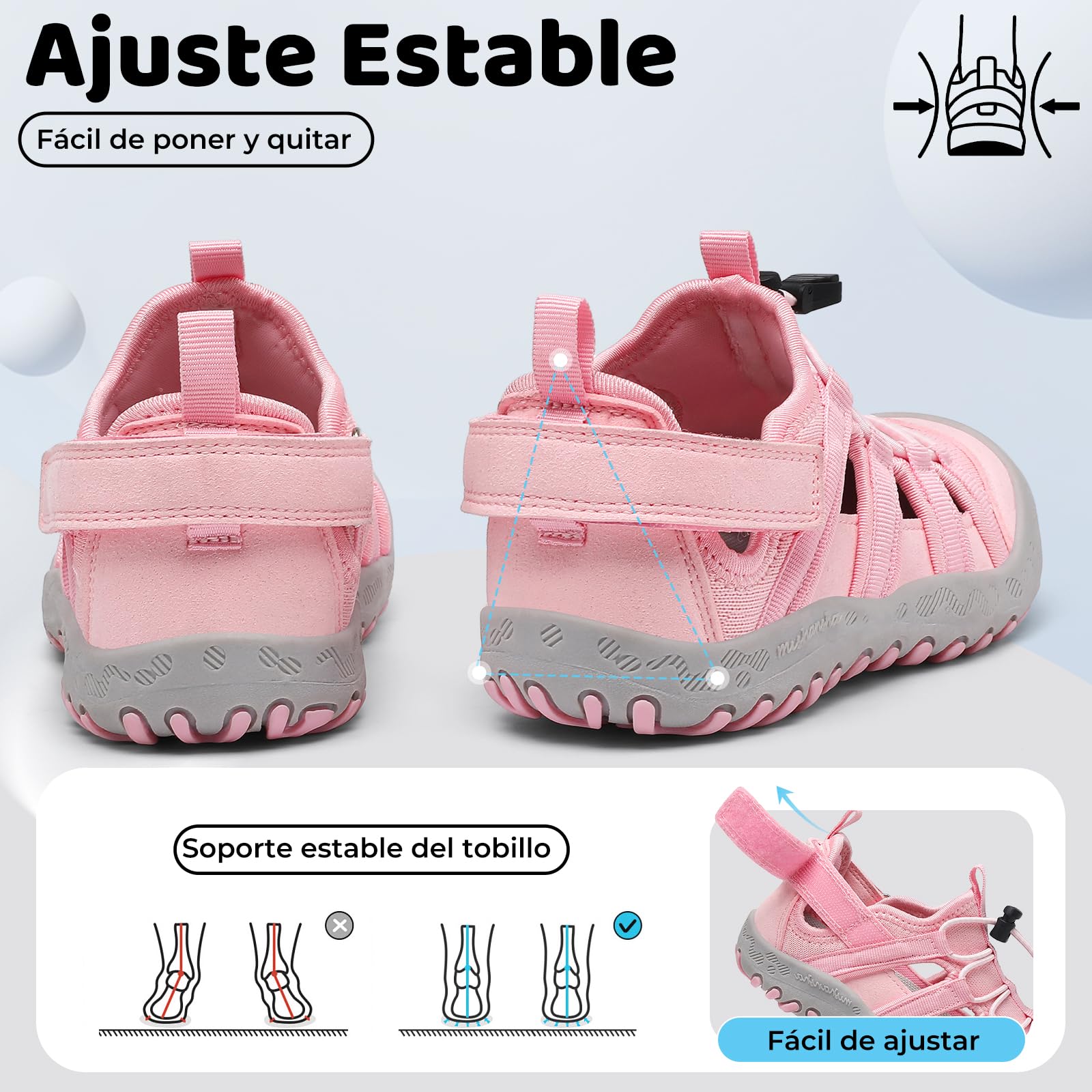 Mishansha Sandalias Deportivas para Niños con Puntera Cerrada Zapatos de Verano para Playa Senderismo Sandalias Tallas 26-38 — view 5