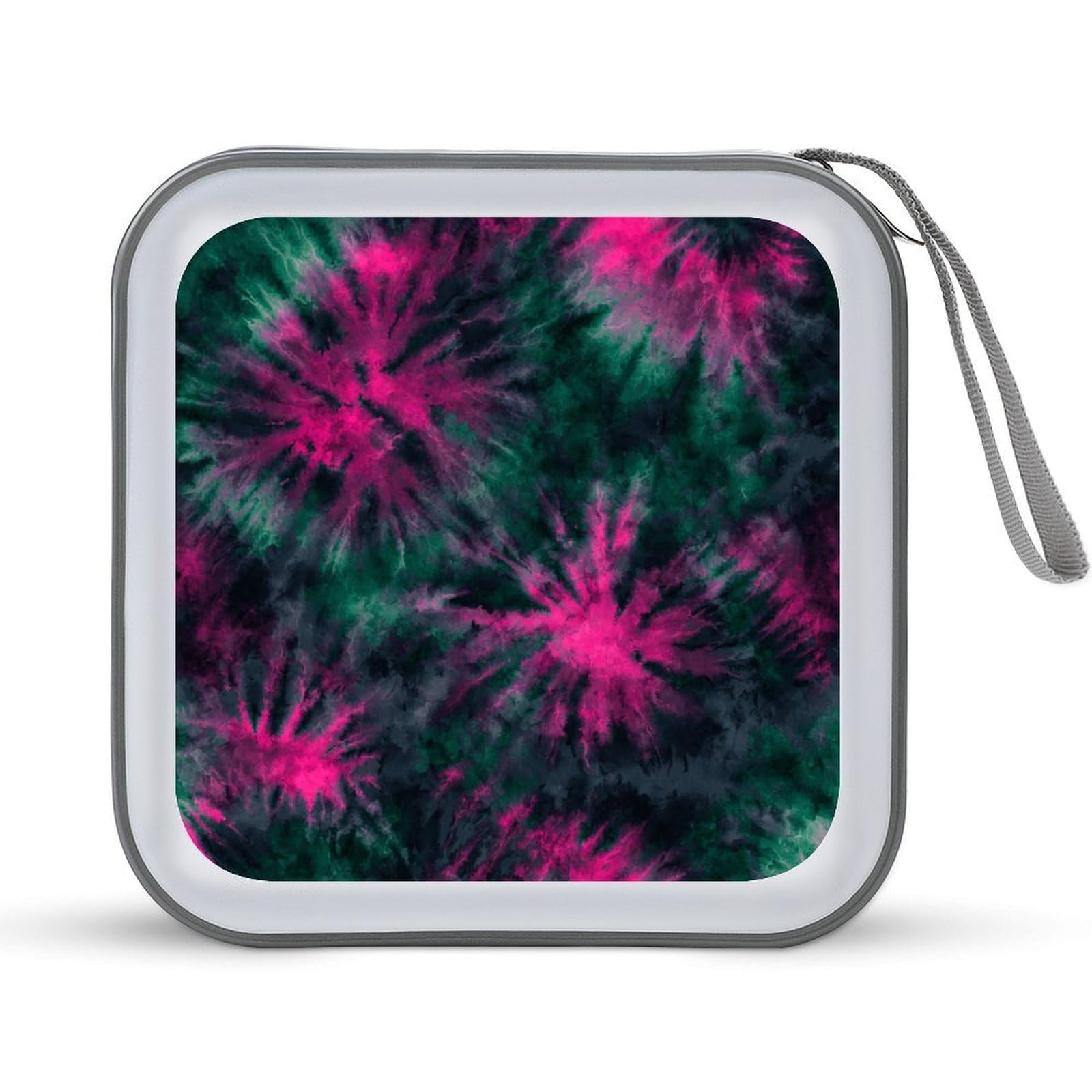 Jubonexis Dark Green And Hot Pink Tie Dye CD Case DVD Storage Case Portable for Car Home Travel