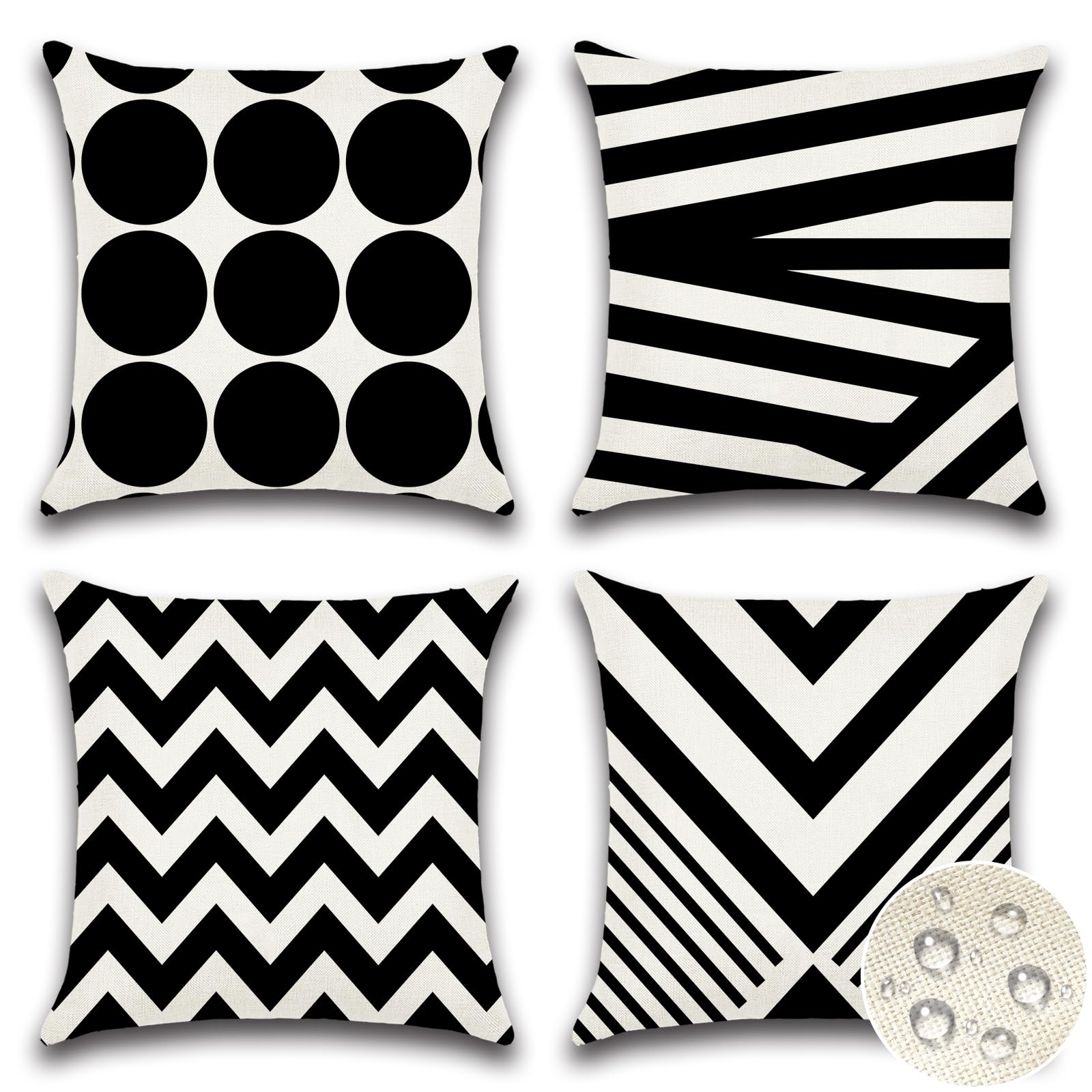 OTOSTAR Outdoor Waterproof Throw Pillow Covers Set of 4 Decorative Outdoor Pillow Covers Garden Modern Geometric Pillow Cases for Patio Furniture